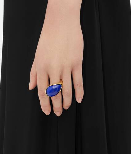Drop Ring With Lapis Stone