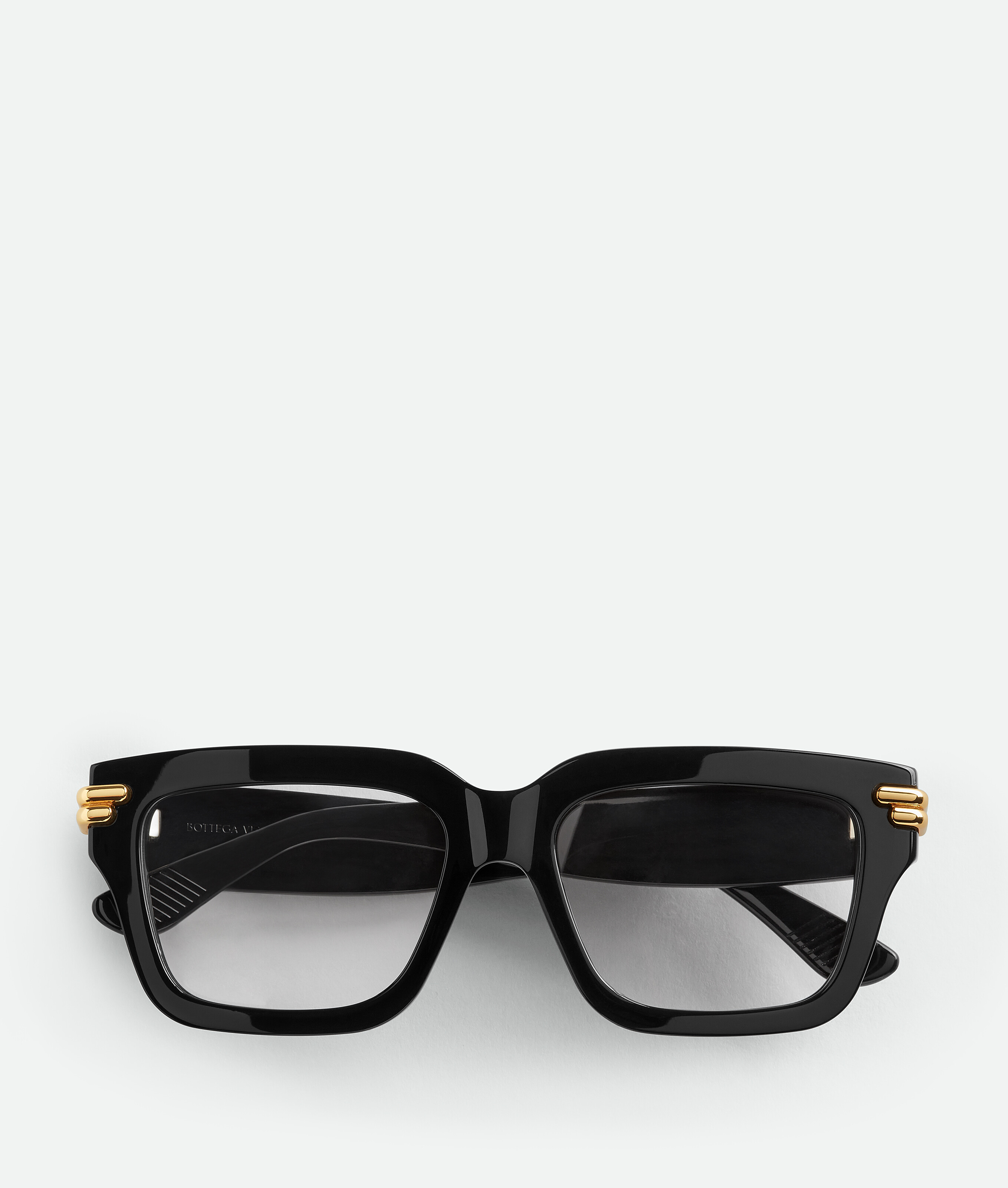 Bottega Veneta® Mitre Square Eyeglasses in Black/transparent