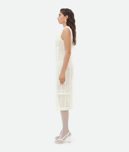 Double Layer Light Cotton And Nylon Midi Dress