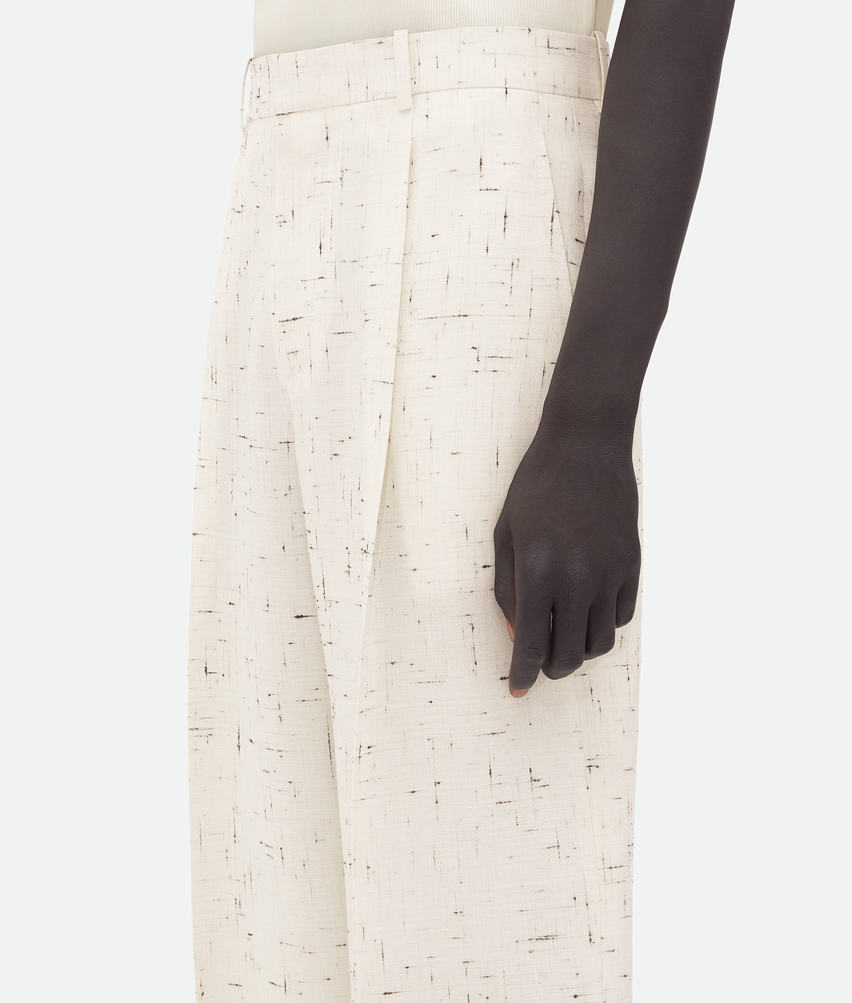 Shop Bottega Veneta Textured Criss-cross Viscose Silk Trousers In Beige