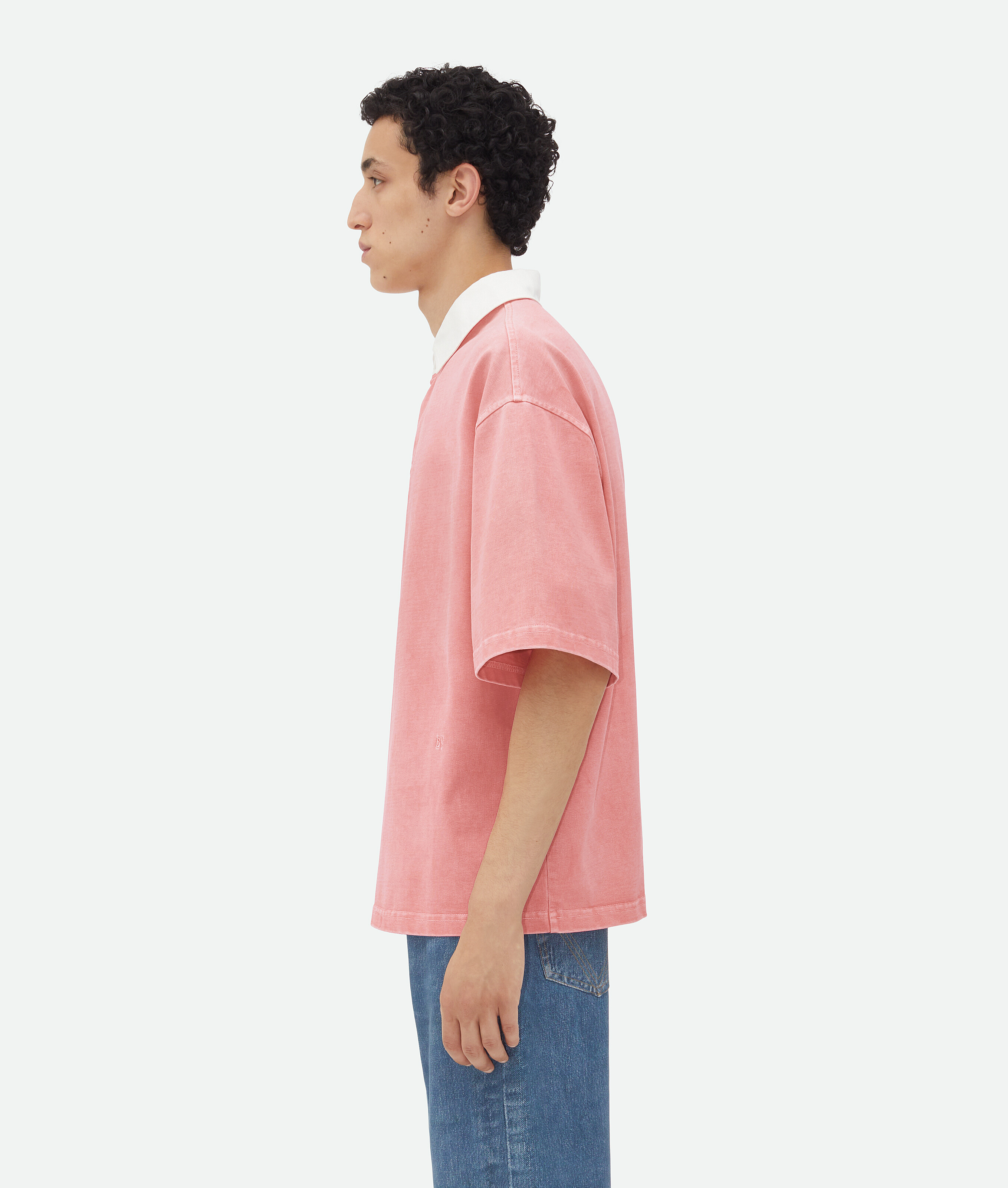Shop Bottega Veneta Washed Out Jersey Polo In Pink