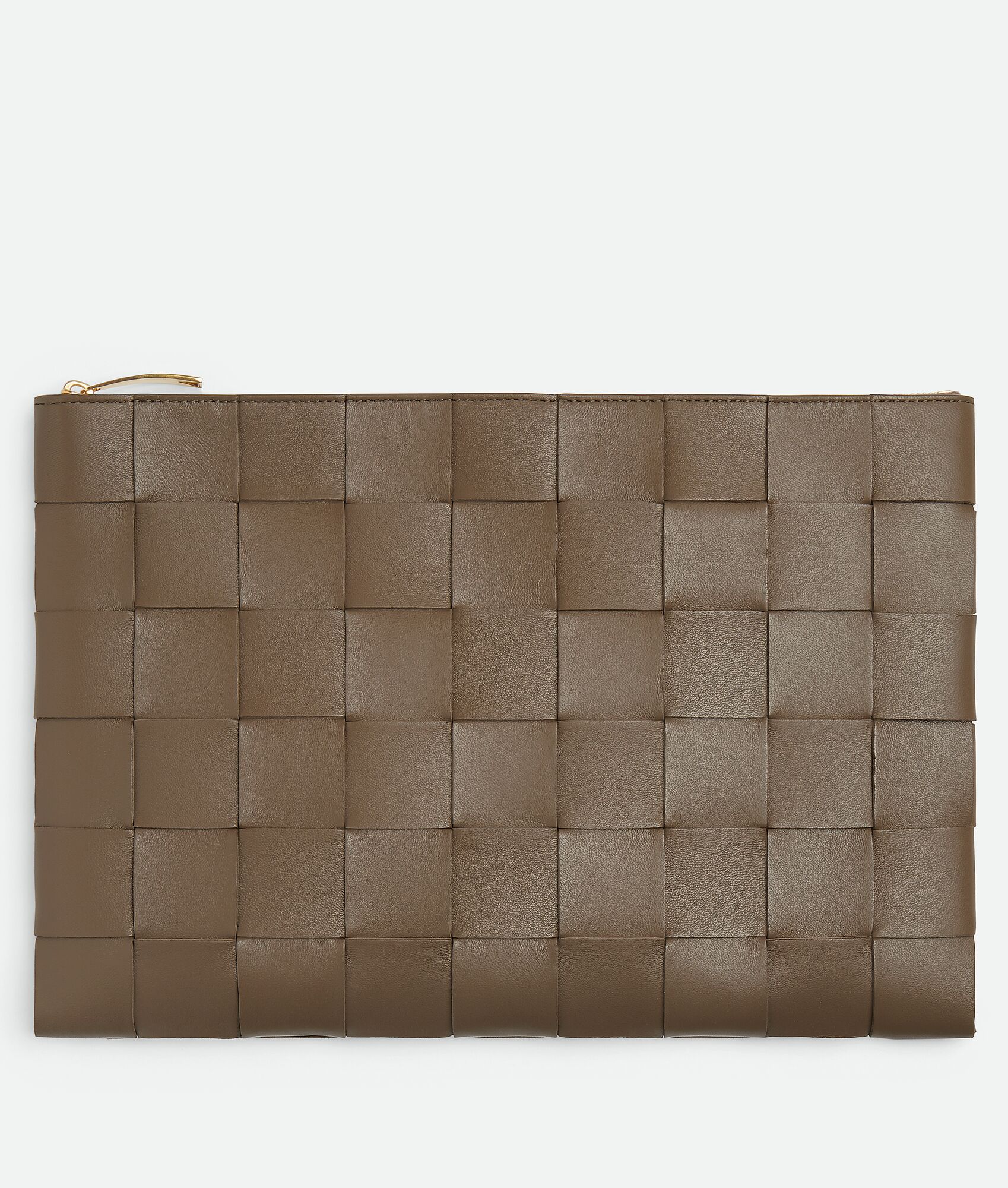 Bottega Veneta® Women's Large Cassette Flat Pouch in Taupe grey. Shop ...