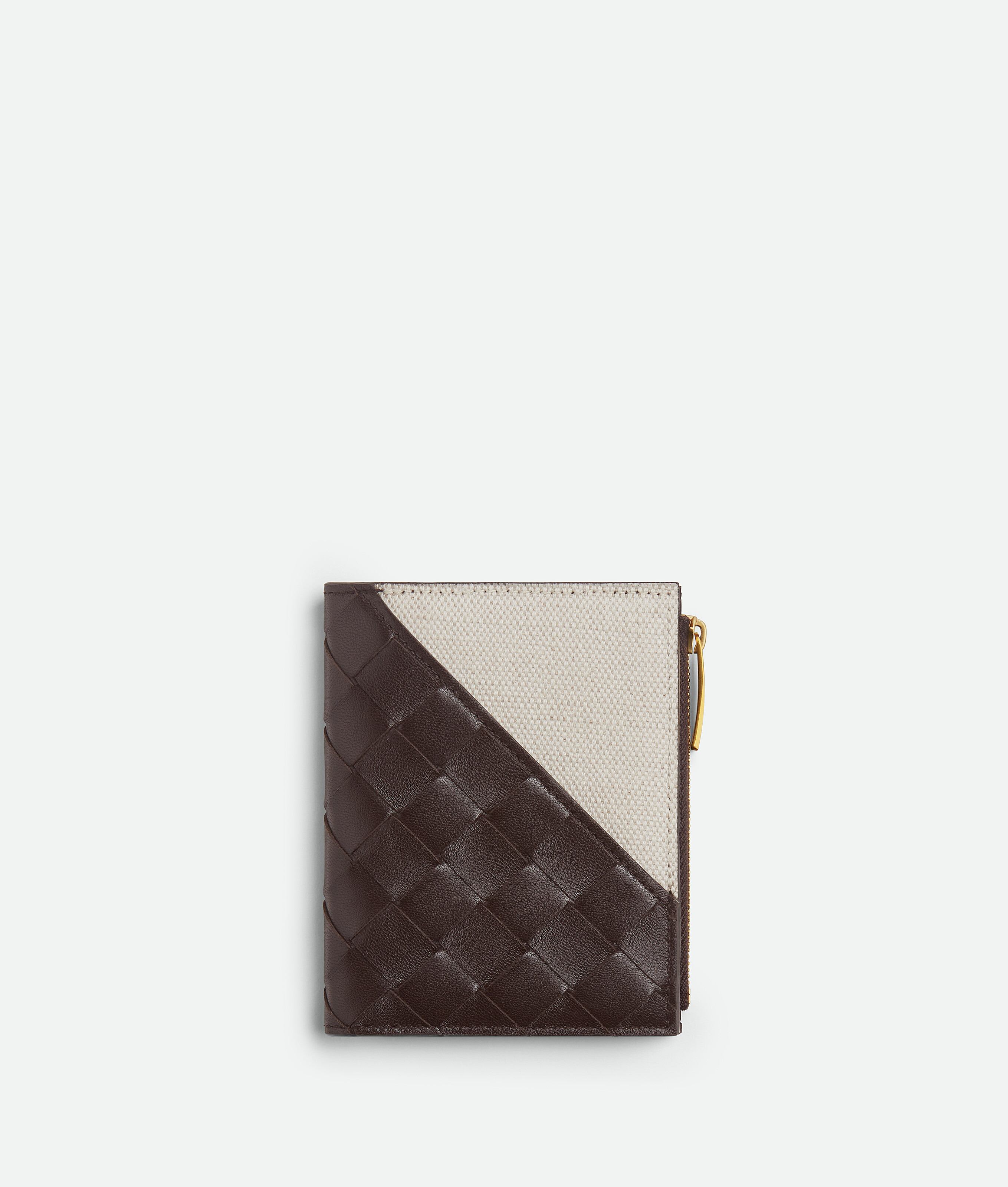 Bottega Veneta Bottega  Veneta Intrecciato Diagonal Small Bi-fold Wallet In Brown