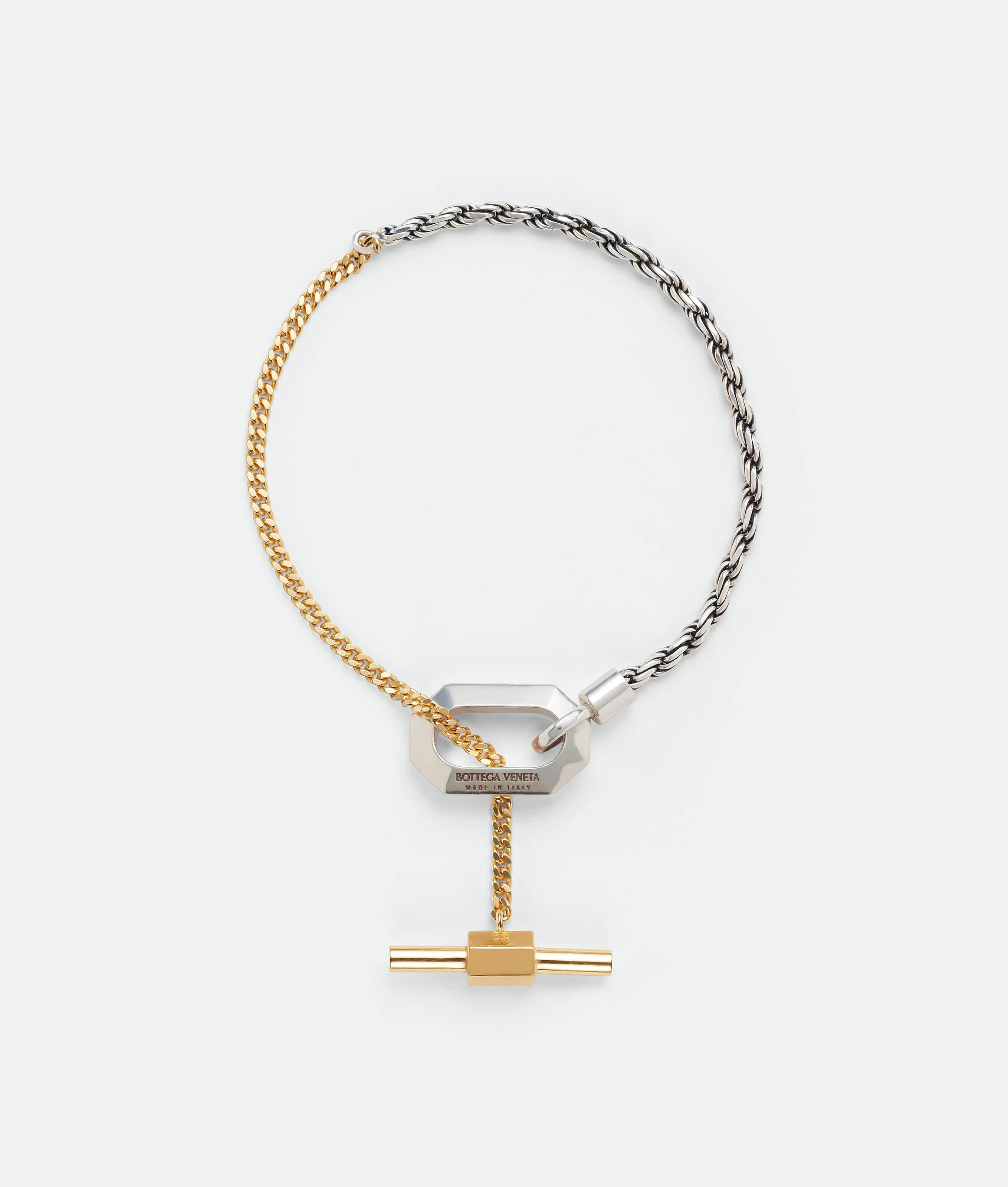 Bottega Veneta® Women's Loop Bracelet in Silver / Yellow Gold