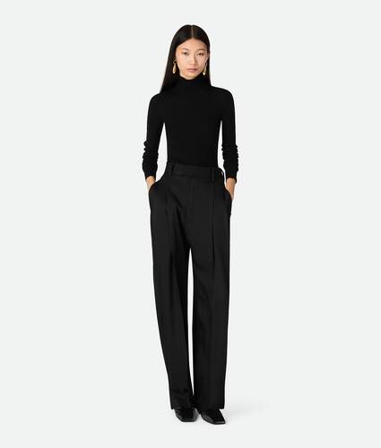 Viscose And Silk Twill Straight Trousers