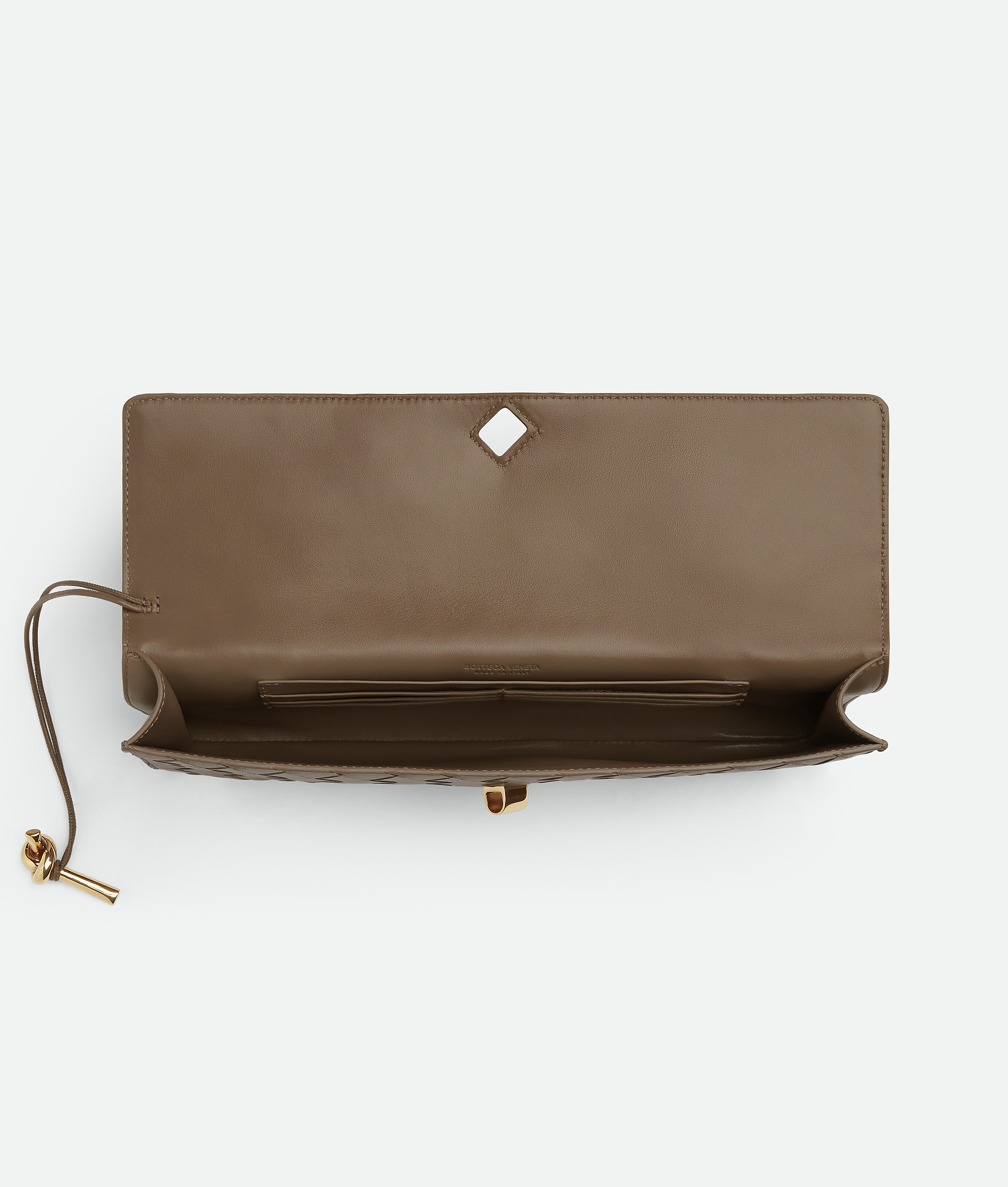 Bottega Veneta Medium Leather Andiamo Clutch Bag In Pinecone