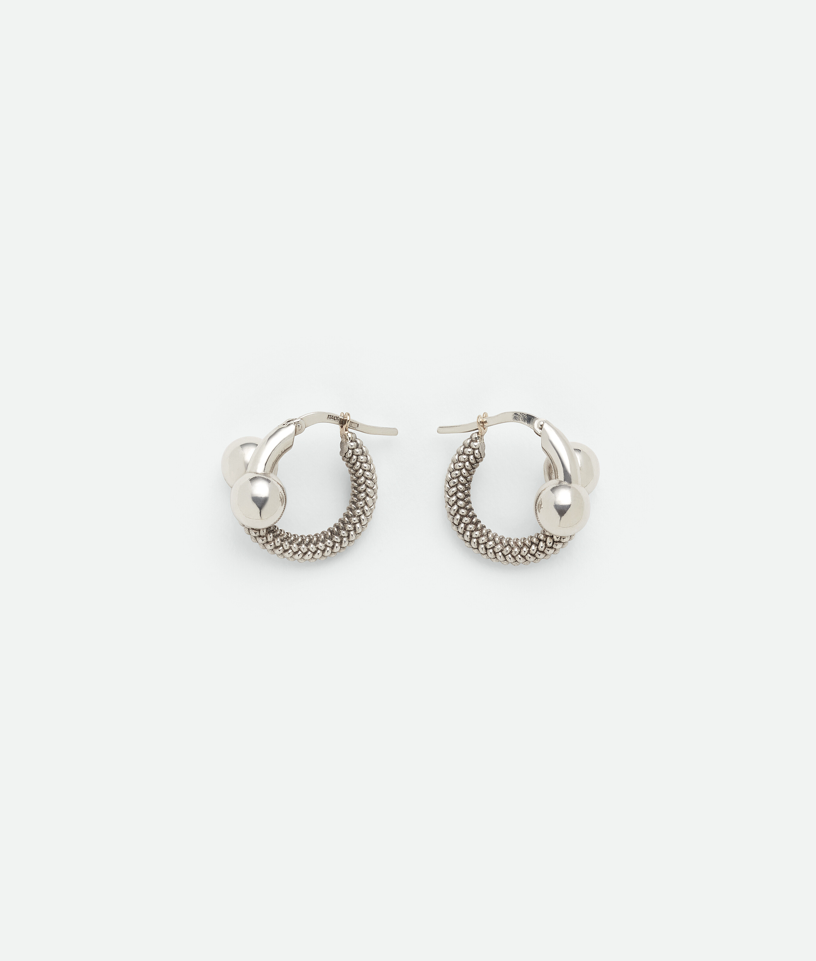 Bottega Veneta Intreccio Hoop Earrings In Silver