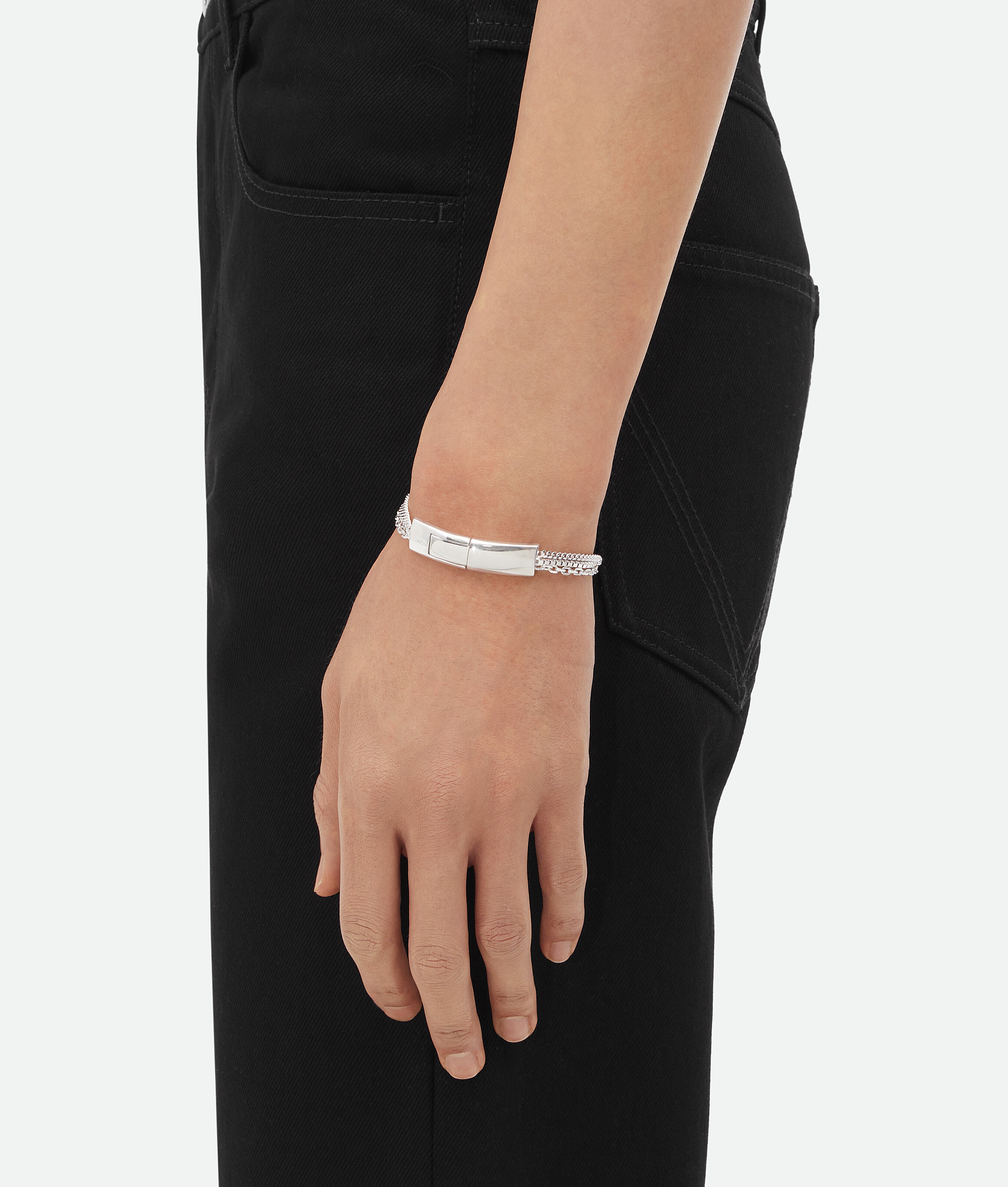 Shop Bottega Veneta Detail Chain Armband In Silver