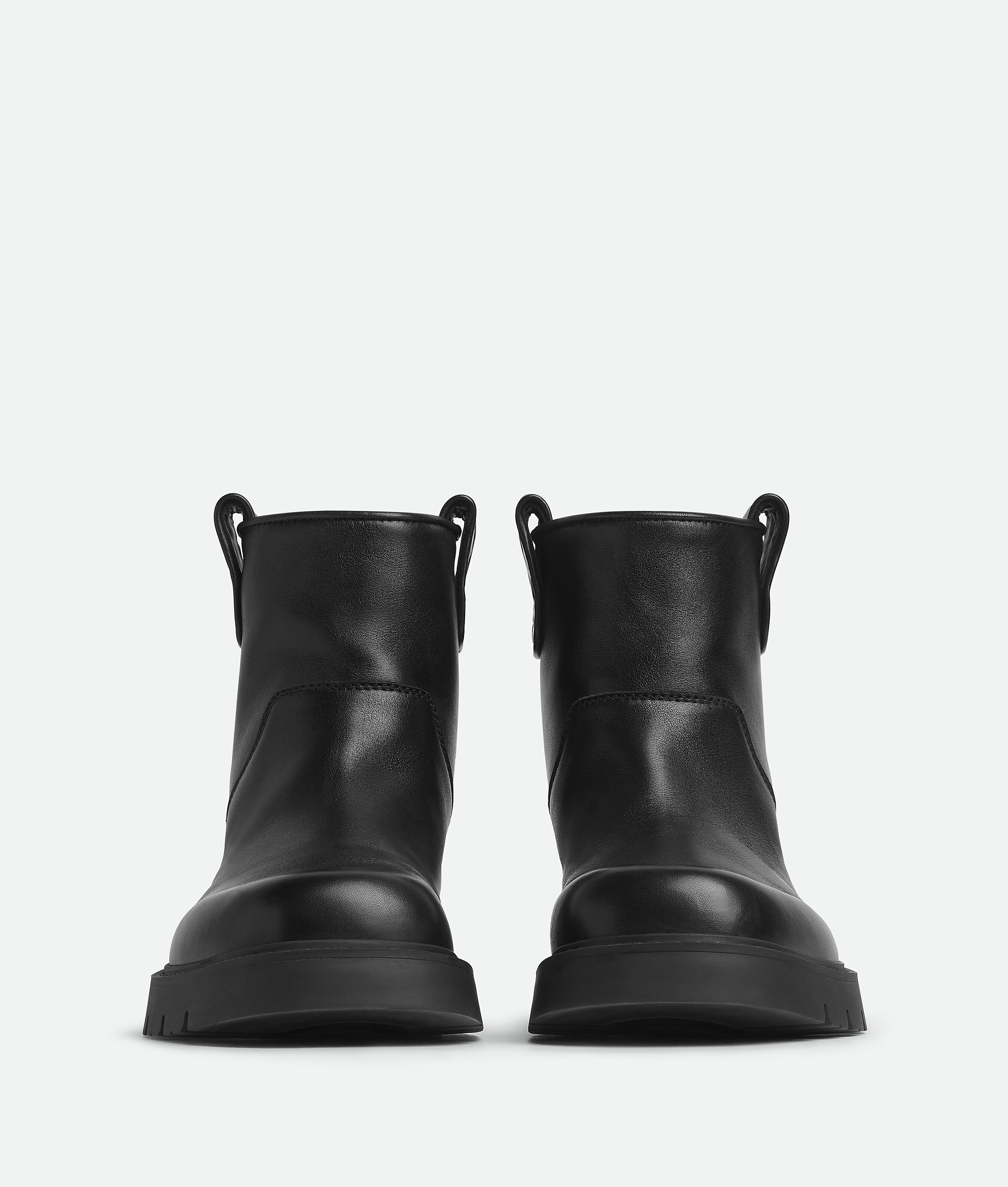 Bottega Veneta Black Leather Haddock Ankle Boots In Black