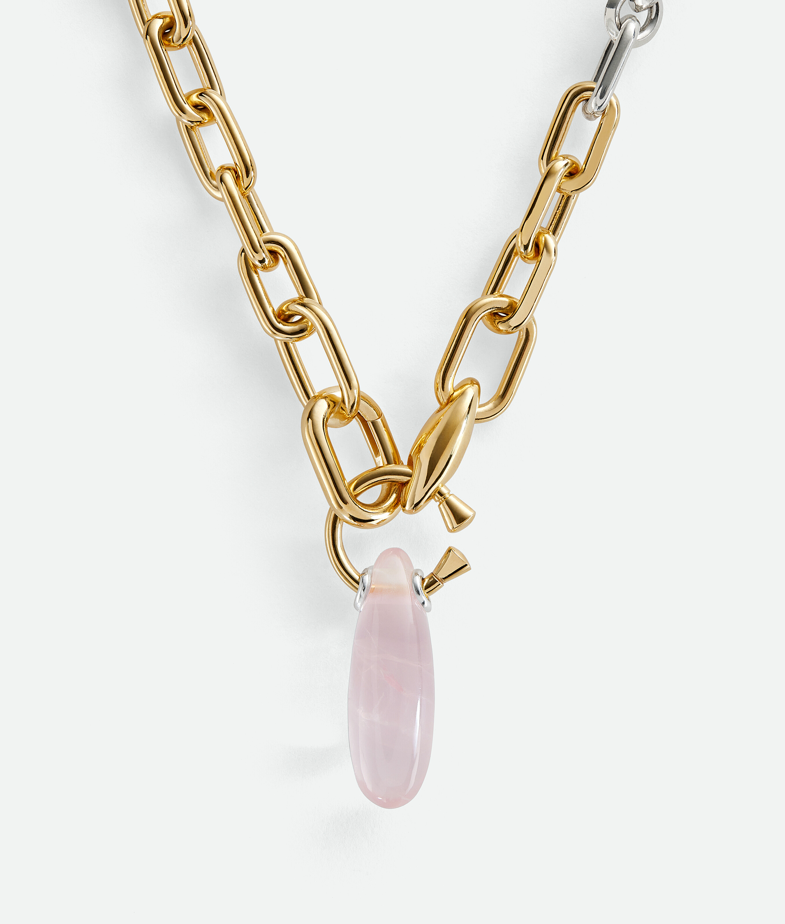 Bottega Veneta Ellipse Chain Necklace In Pink Quartz