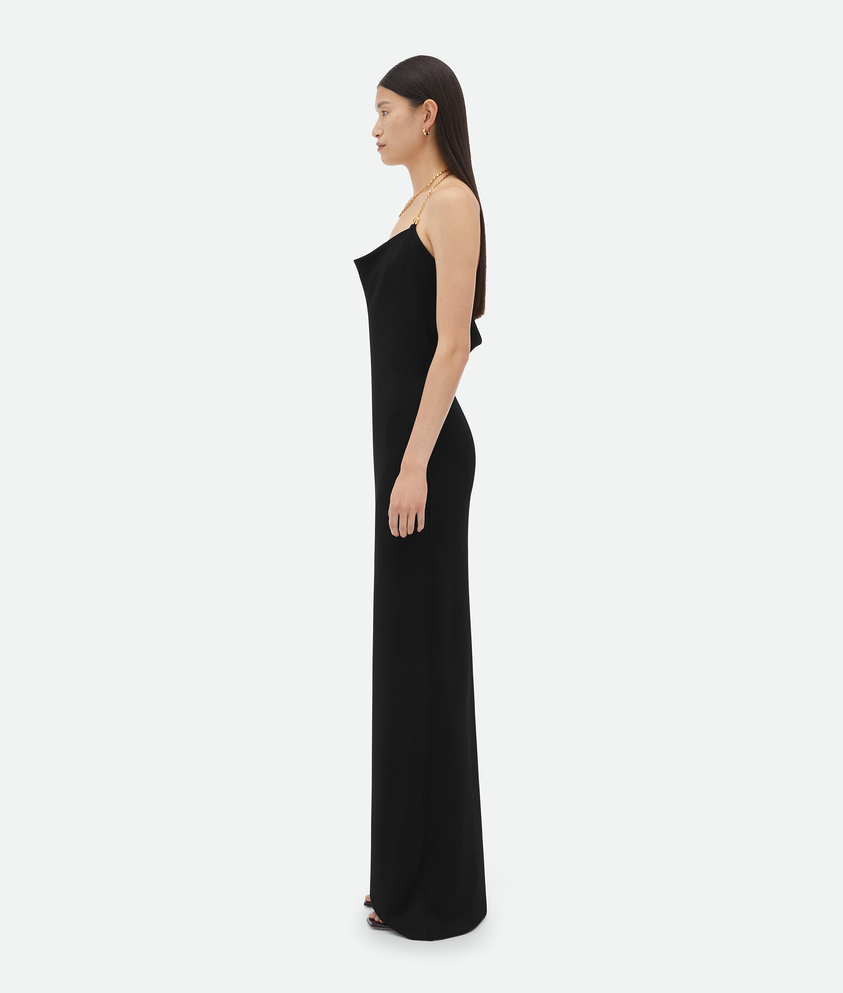 Shop Bottega Veneta Viscose Long Dress With Chain Detail In Black