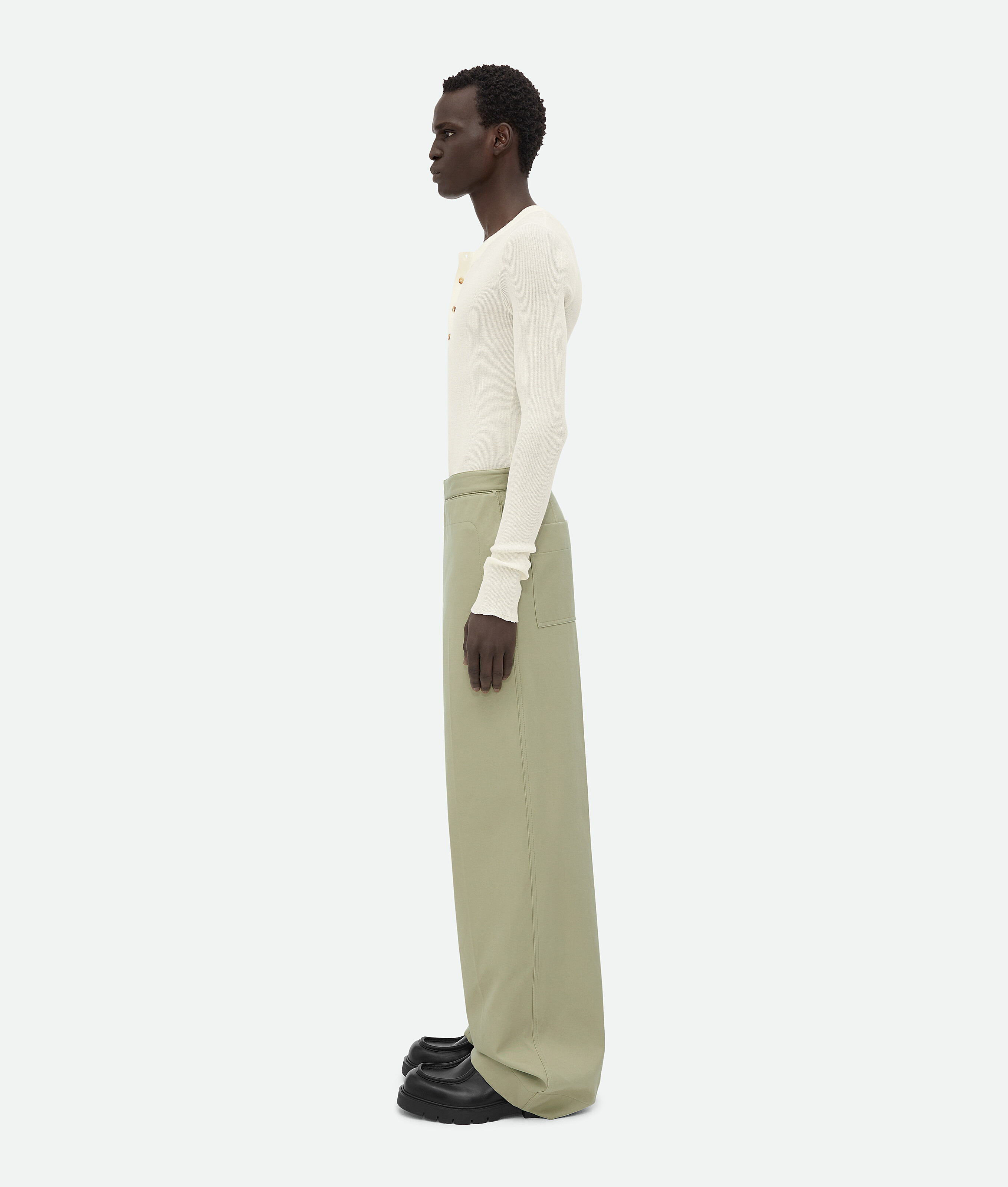 Shop Bottega Veneta Cotton Twill Trousers In Travertine