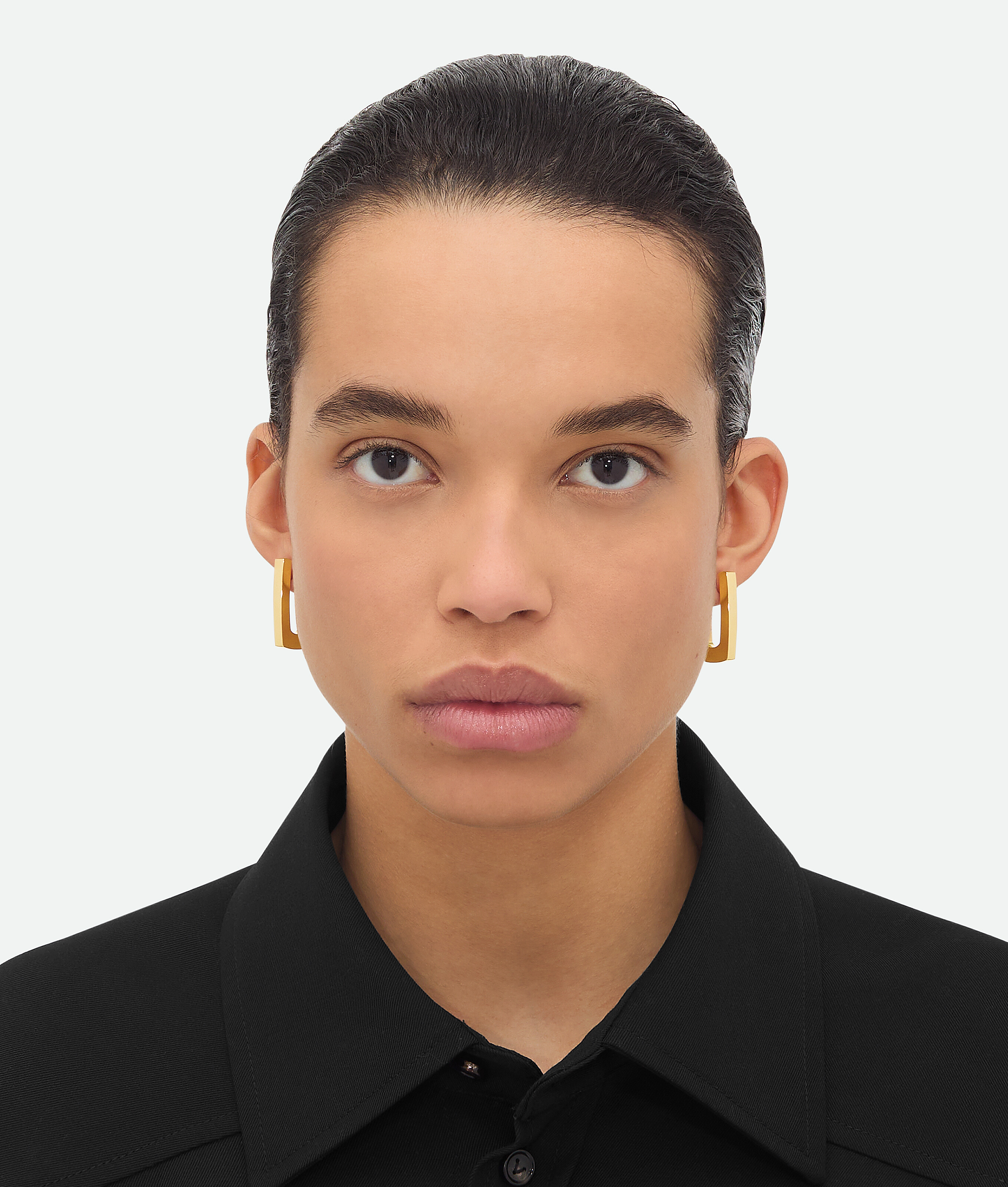 Bottega Veneta Shape Hoop Earrings - Yellow Gold - Woman