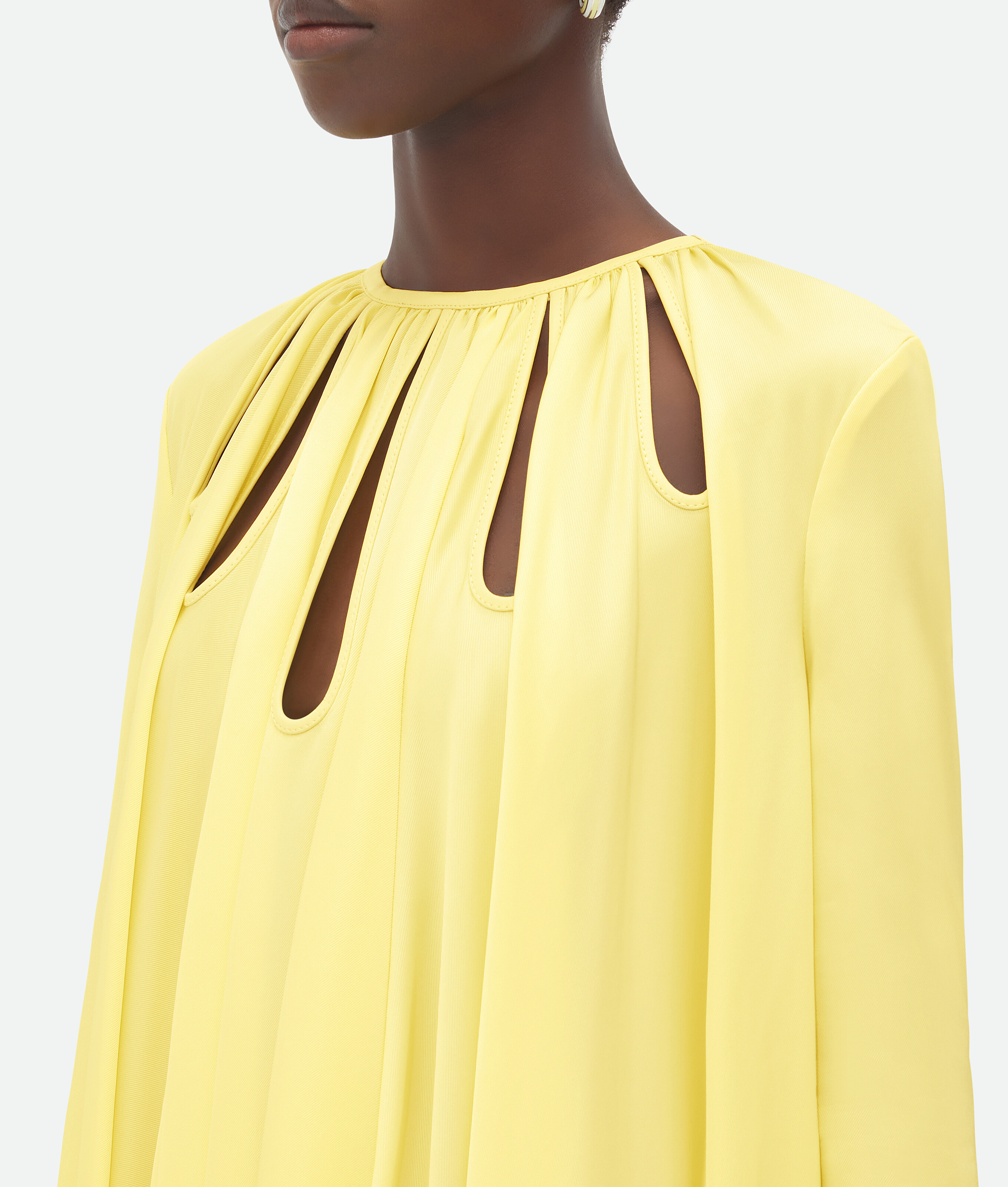 Shop Bottega Veneta Fluid Viscose Twill Long Dress In Yellow