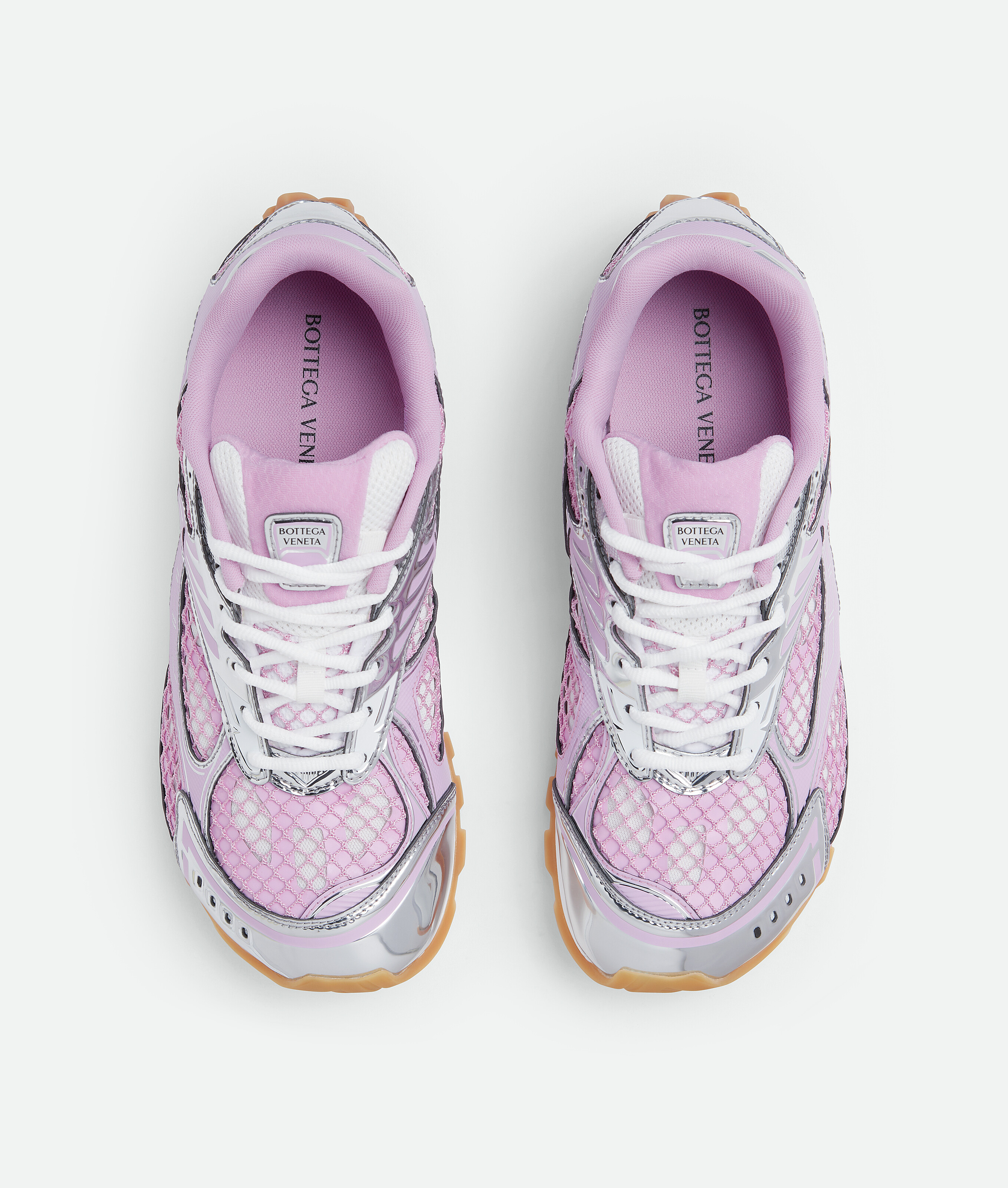 Bottega Veneta Orbit Low-top Mesh Sneakers In Gloss-silver