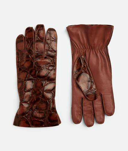 Display a large version of the product image 1 - Crocodile-Effect Leather Gloves