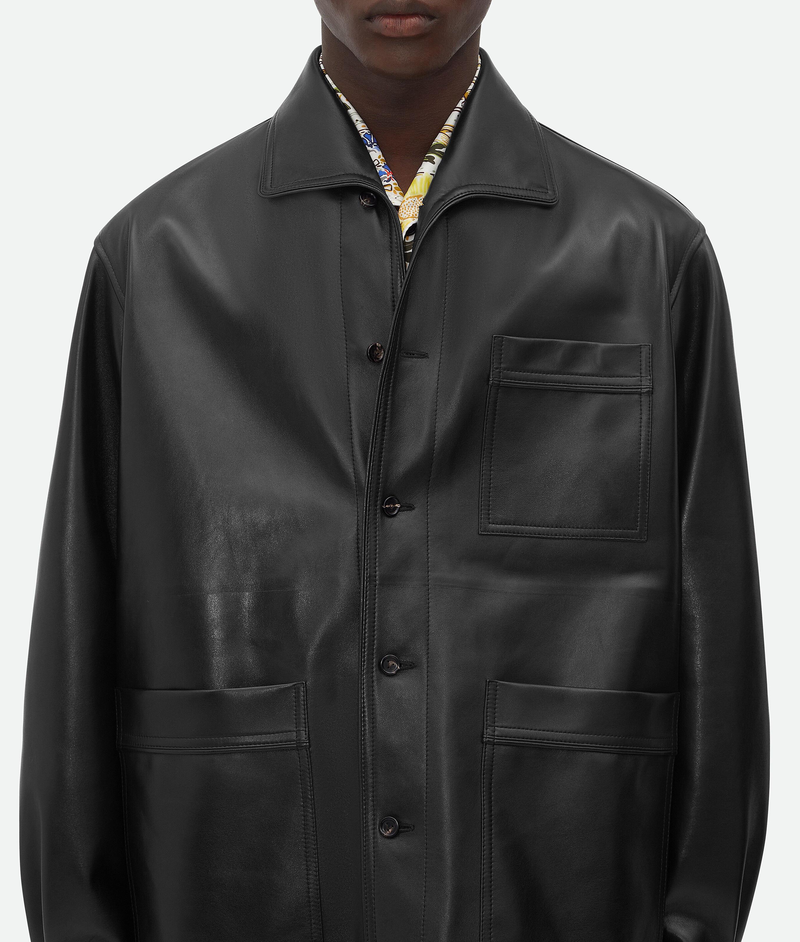 Bottega Veneta Long-sleeved Wool Pajamas Shirt In Black