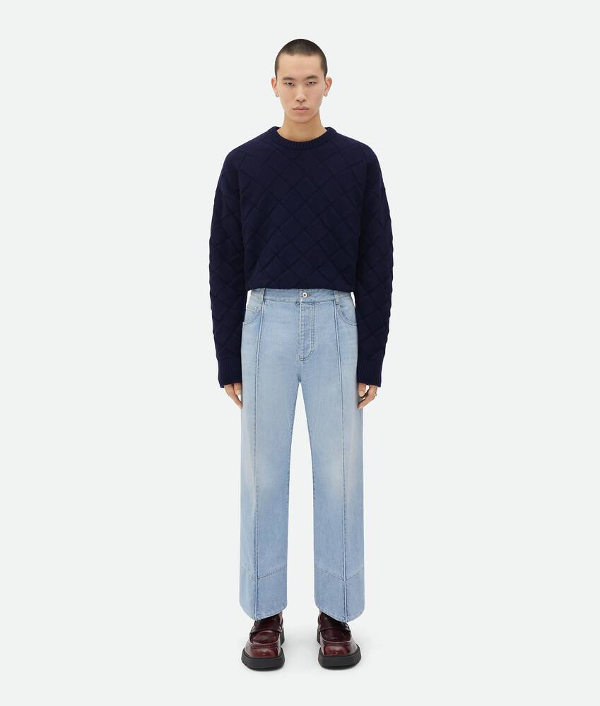 blue cotton cropped curved seam jeans featuring high-waist BOTTEGA VENETA  723355-V2J80 4715 - Nida