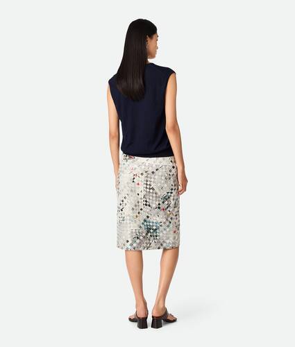 Printed Intrecciato Leather Skirt 