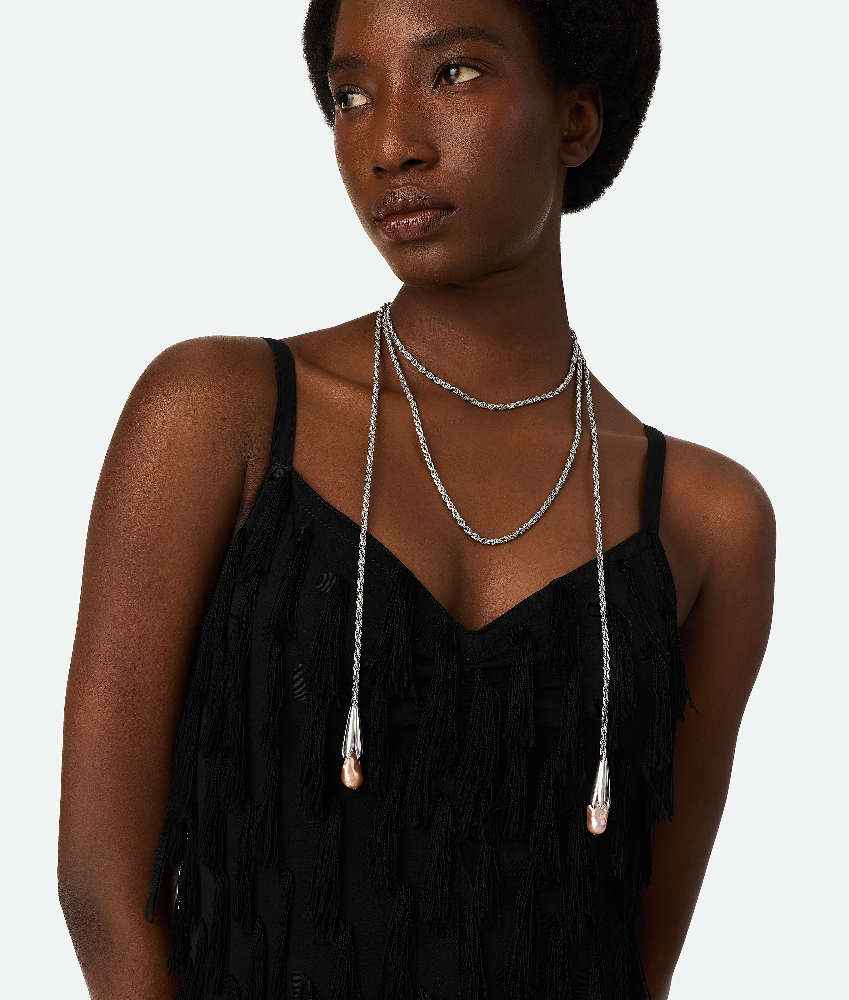 Bottega Veneta Pearl Scarf Necklace - Natural Pink - Woman