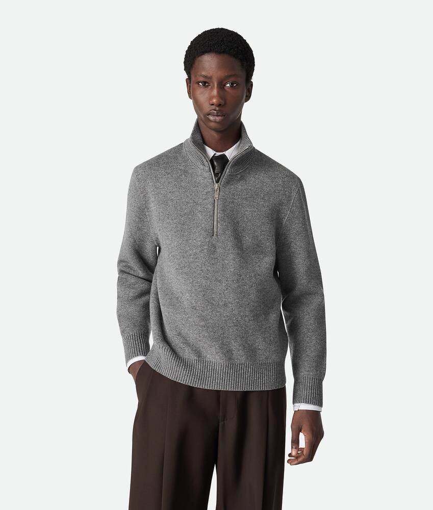 Ein größeres Bild des Produktes anzeigen 1 - Pullover mit Zip aus kompaktem Kaschmir