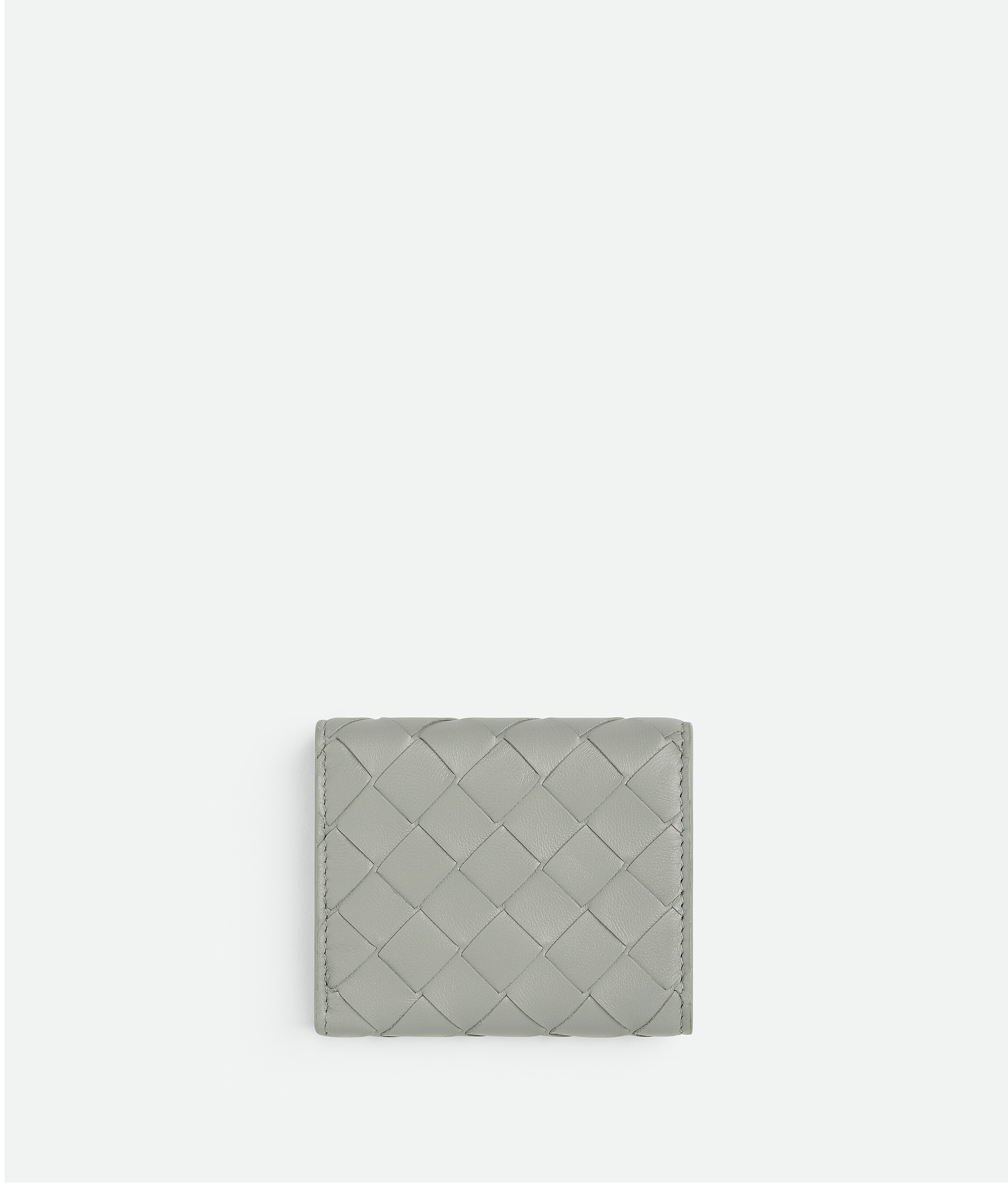 Shop Bottega Veneta Intrecciato Tri-fold Zip Wallet In Grey