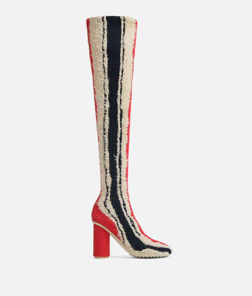 Bottega Veneta Women s Atomic Over The Knee Boot in Navy sea salt tomato. Shop online now