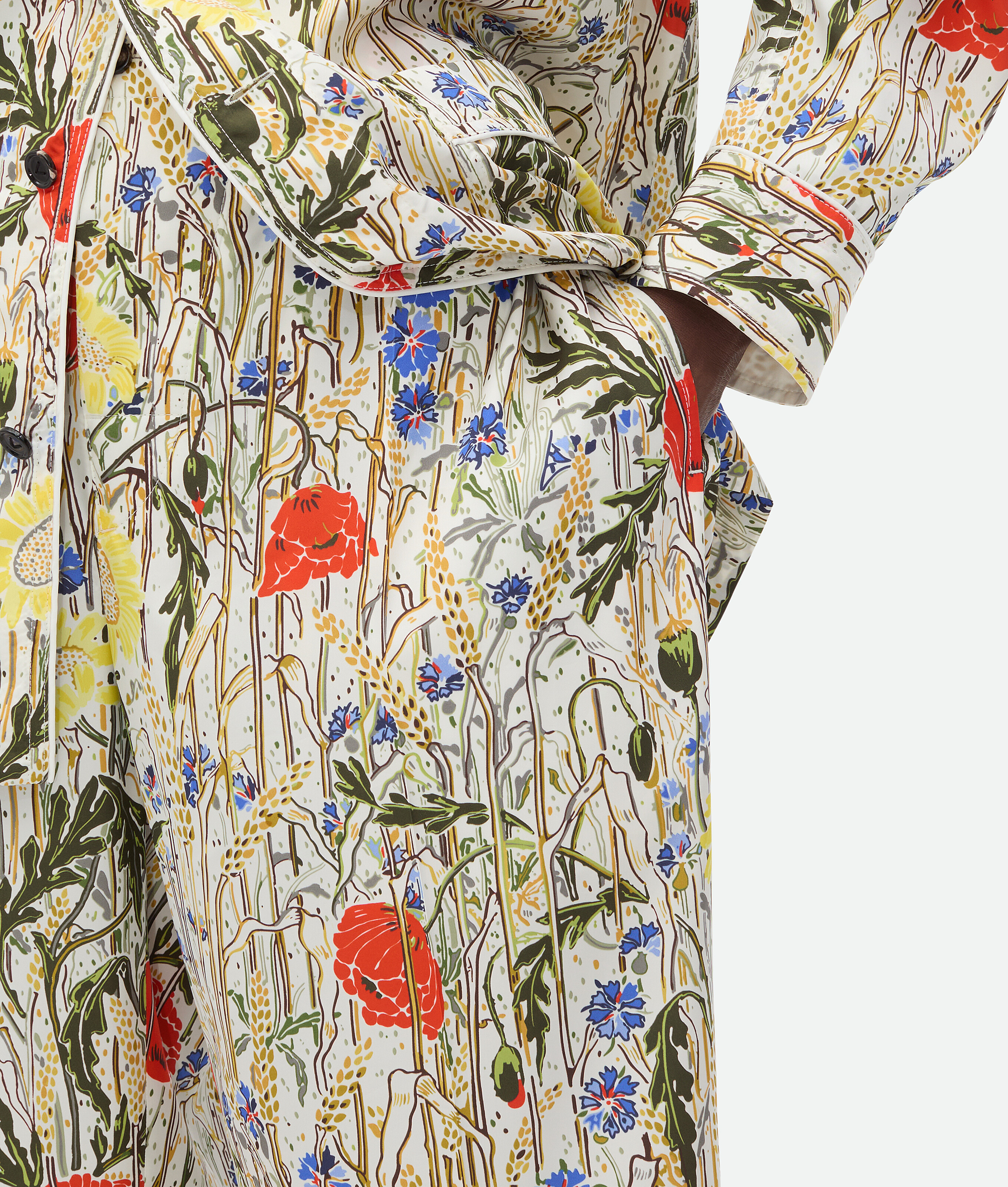 Bottega Veneta Womens Chalk Hibiscus Khaki Flower-print Wide-leg High-rise Woven-blend Pyjama Set In Chalk/hibiscus/khaki