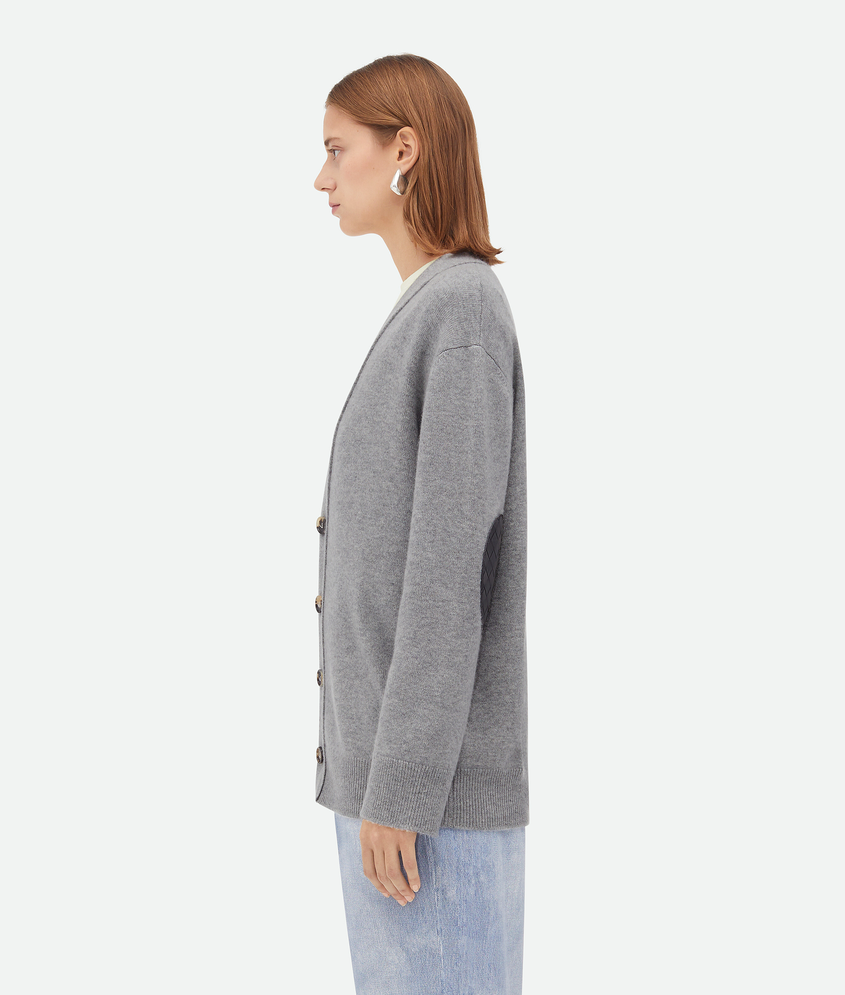 Shop Bottega Veneta Cardigan En Cachemire In Light Grey Melange