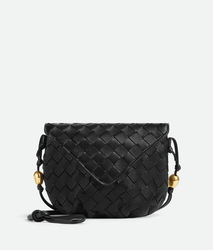Bottega Veneta | Baguette Pochette on Chain Leather Shoulder Bag | Black Tu