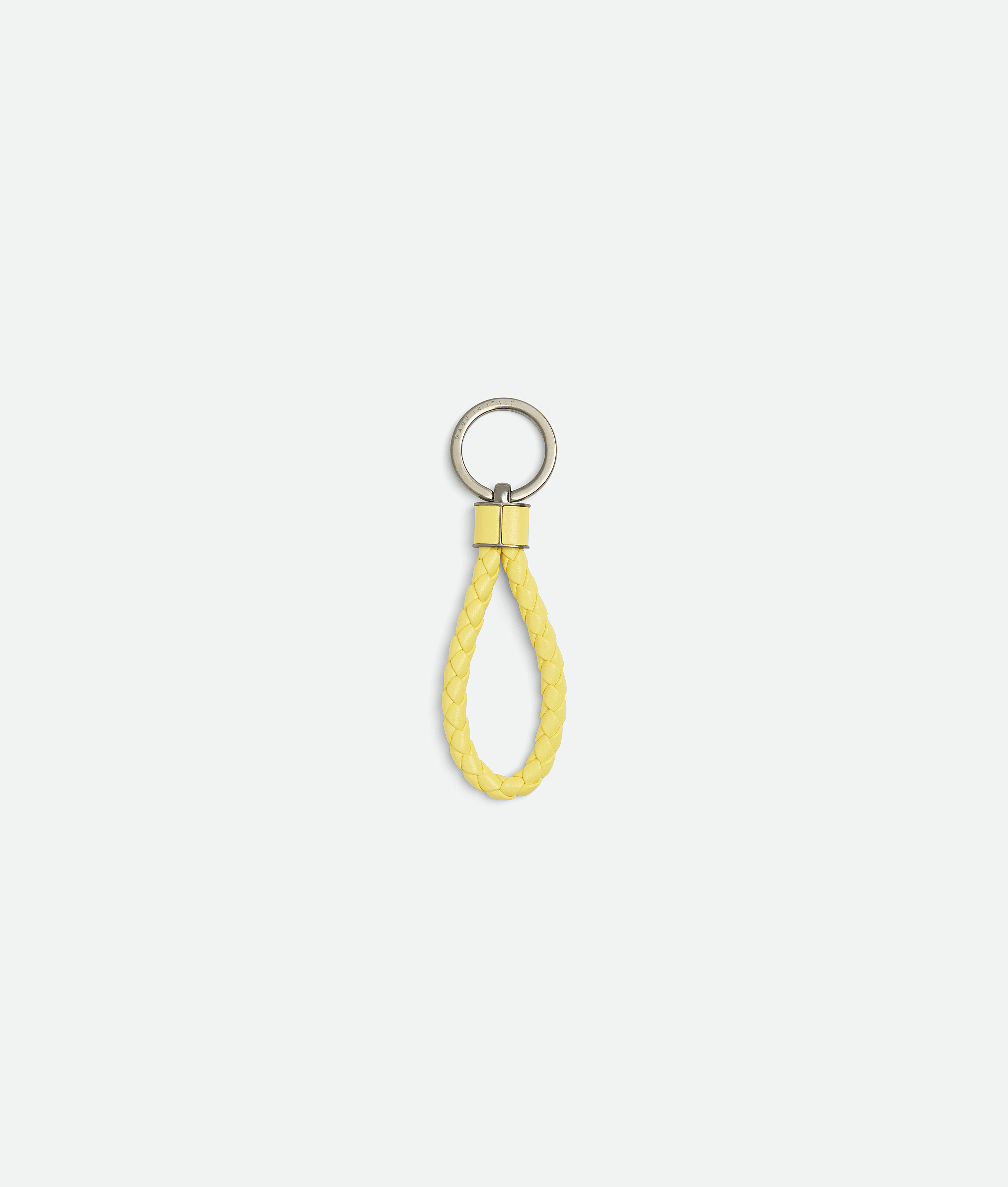 Shop Bottega Veneta Intreccio Key Ring In Yellow