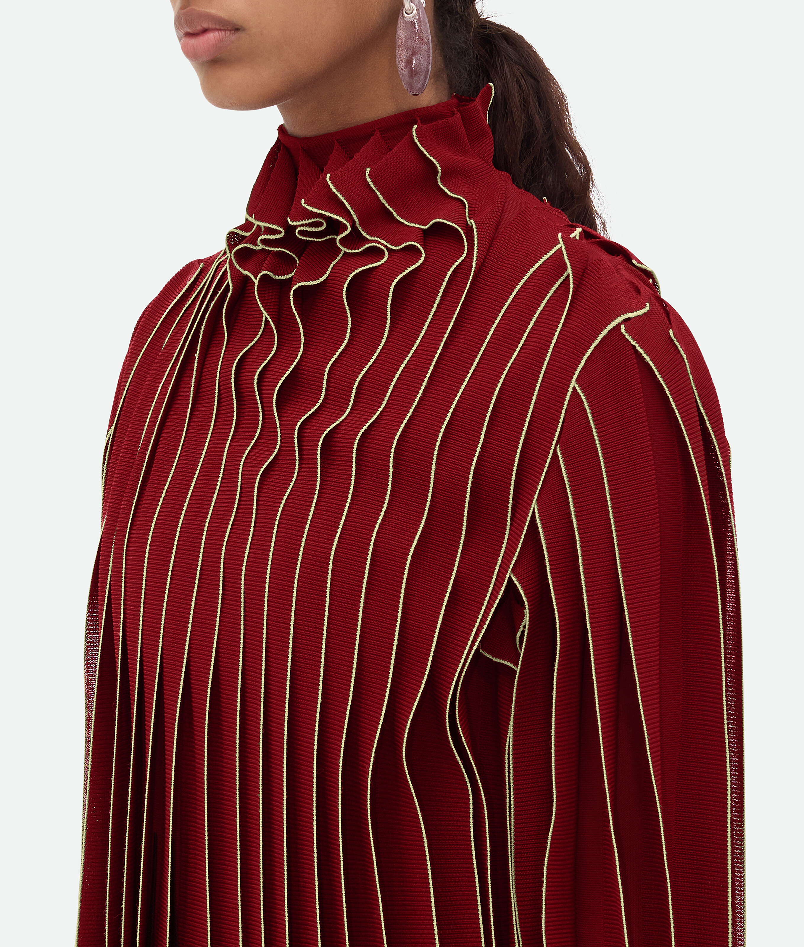 Bottega Veneta Viscose Frill Top In Rosewood/fondant