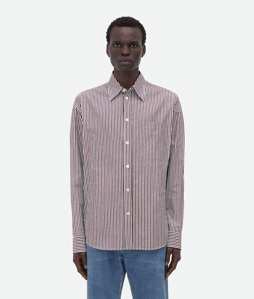Display a large version of the product image 1 - Cotton Striped Shirt With "Bv" Embroidery
