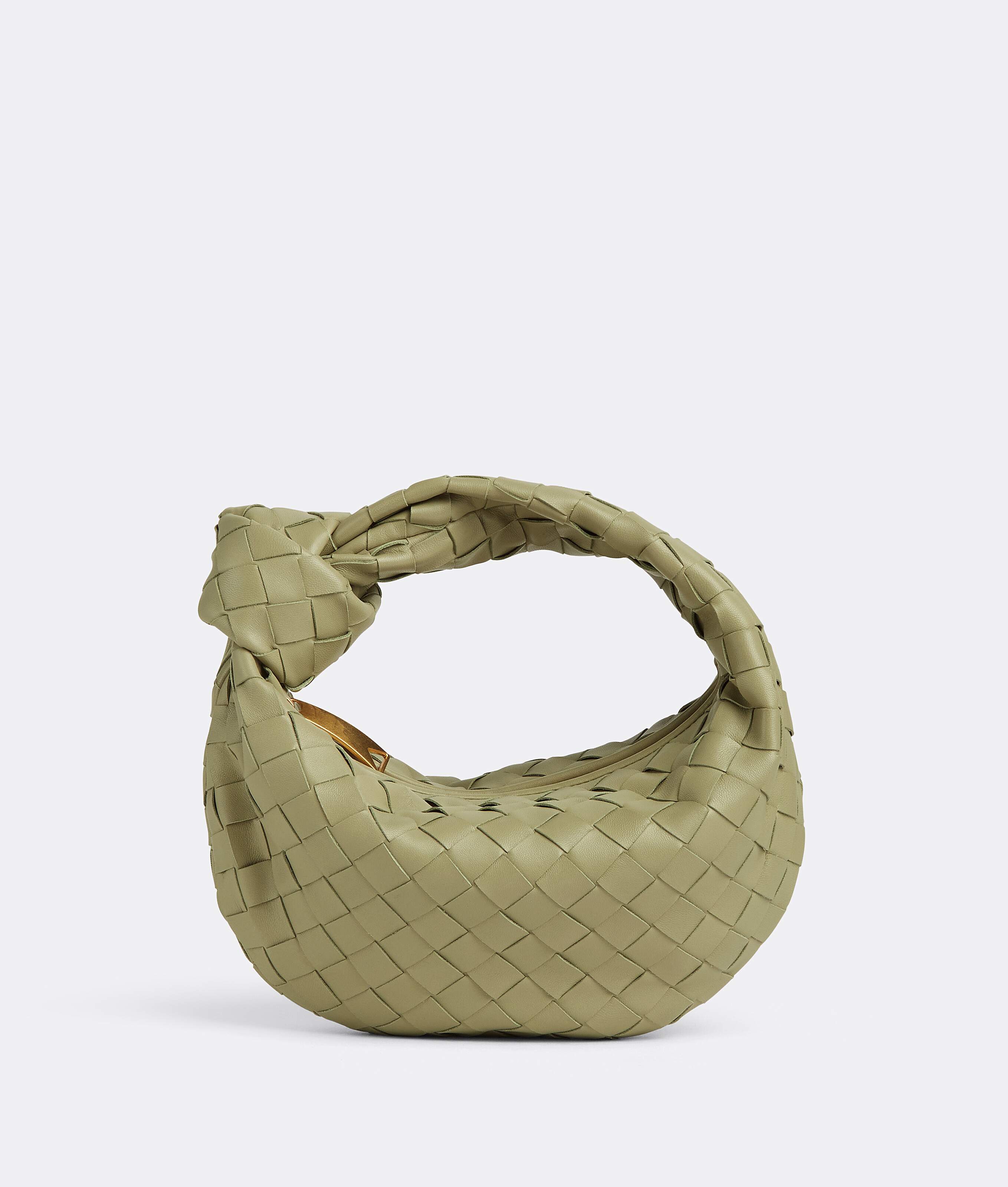 Bottega Veneta Small Hop Leather Shoulder Bag In Travertine