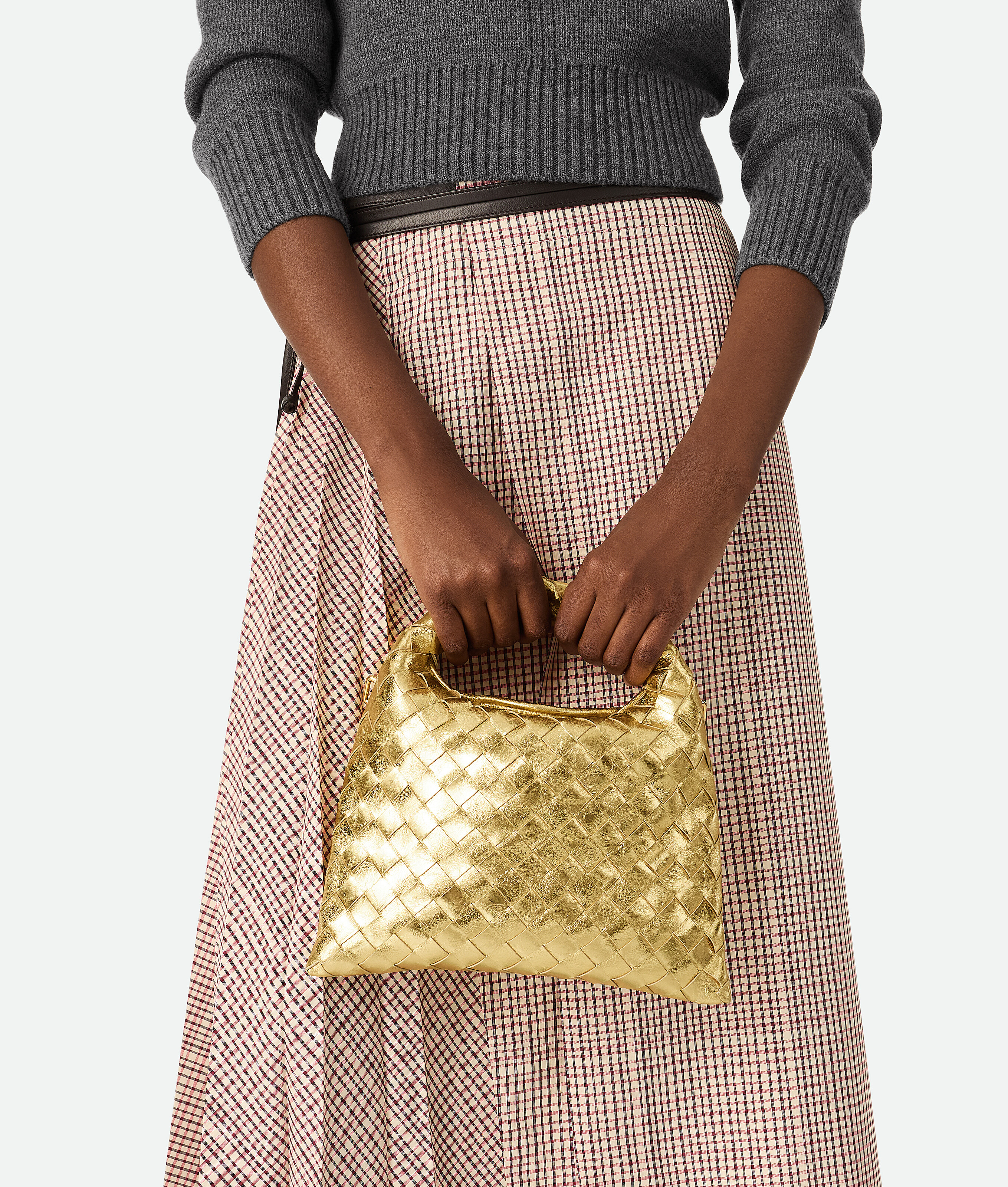 Bottega Veneta Mini Hop Handbag In 8922 Gold/muse Brass