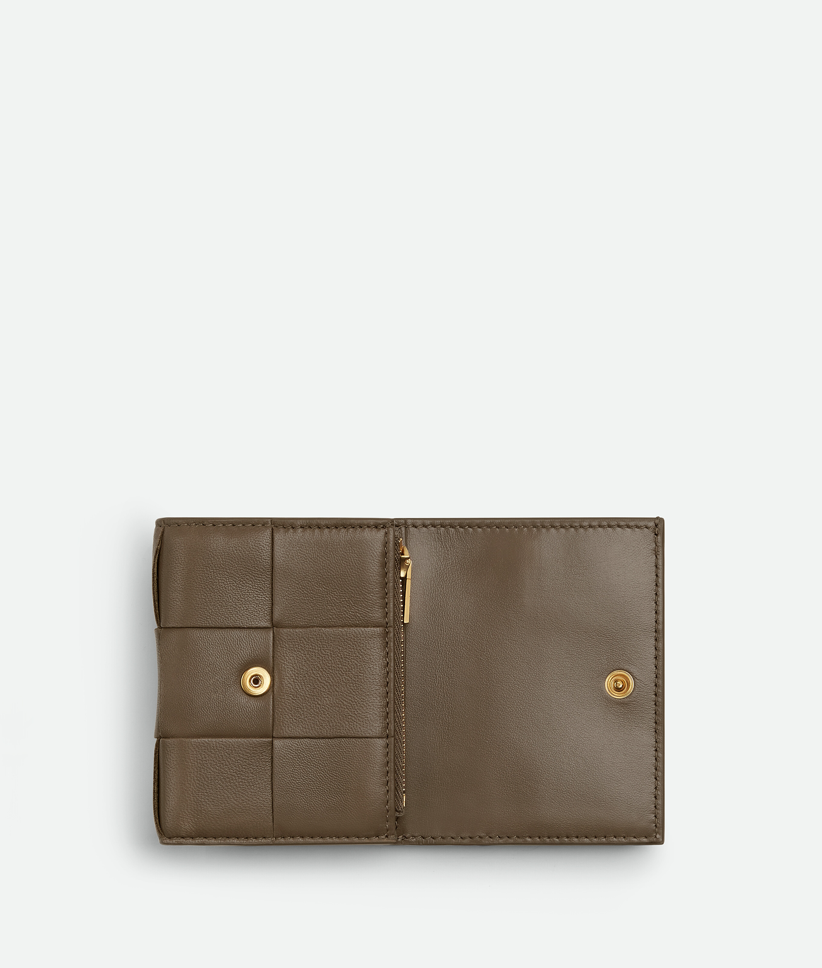 Shop Bottega Veneta Small Cassette Tri-fold Zip Wallet In Brown