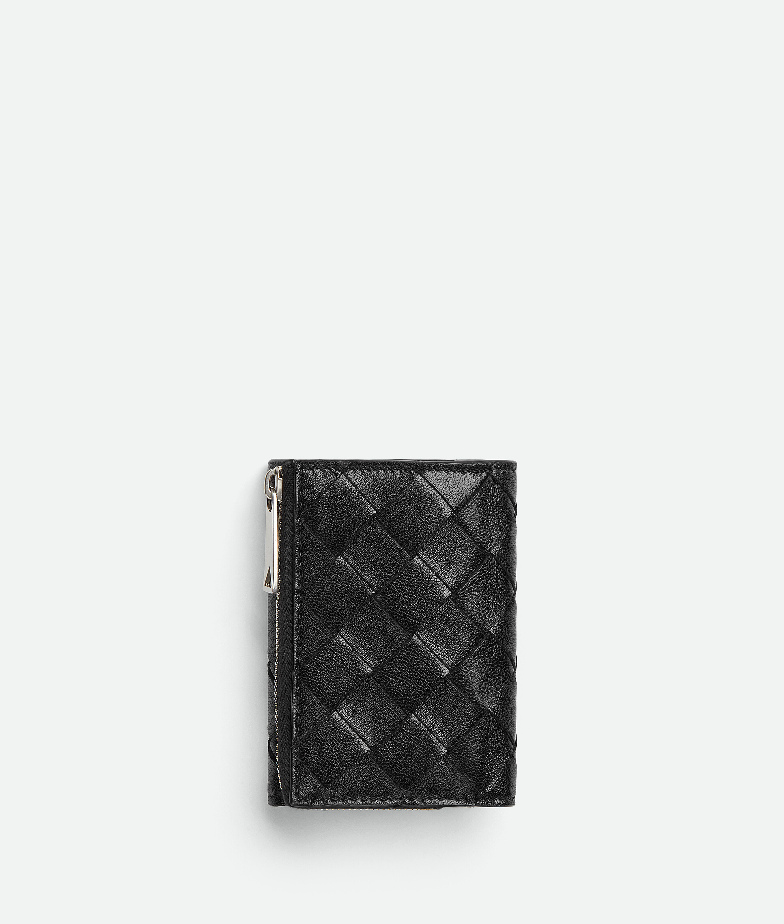 Bottega Veneta Intrecciato Tiny Tri-fold Wallet In Black