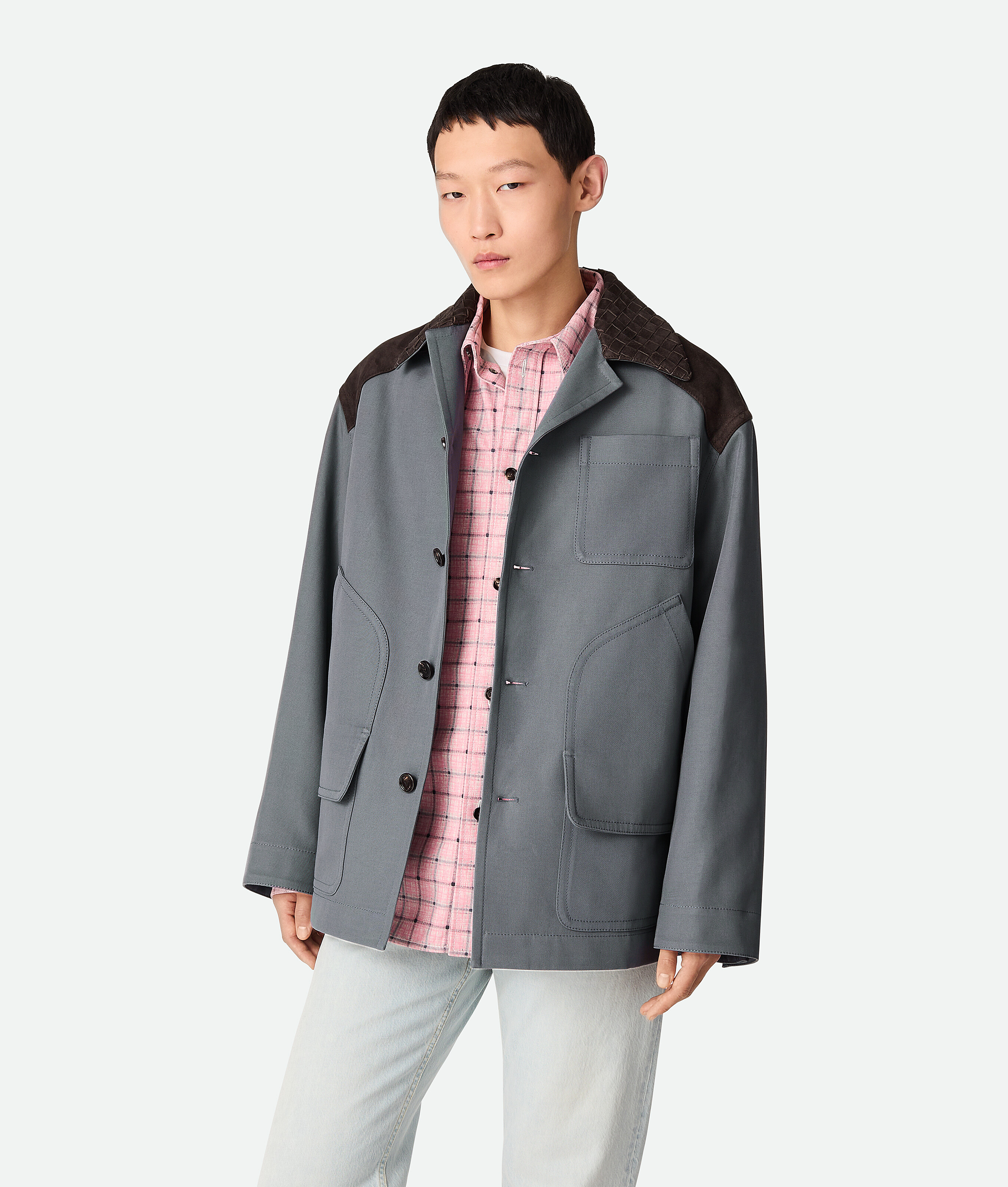 Bottega Veneta Blouson En Toile De Coton In Thunder