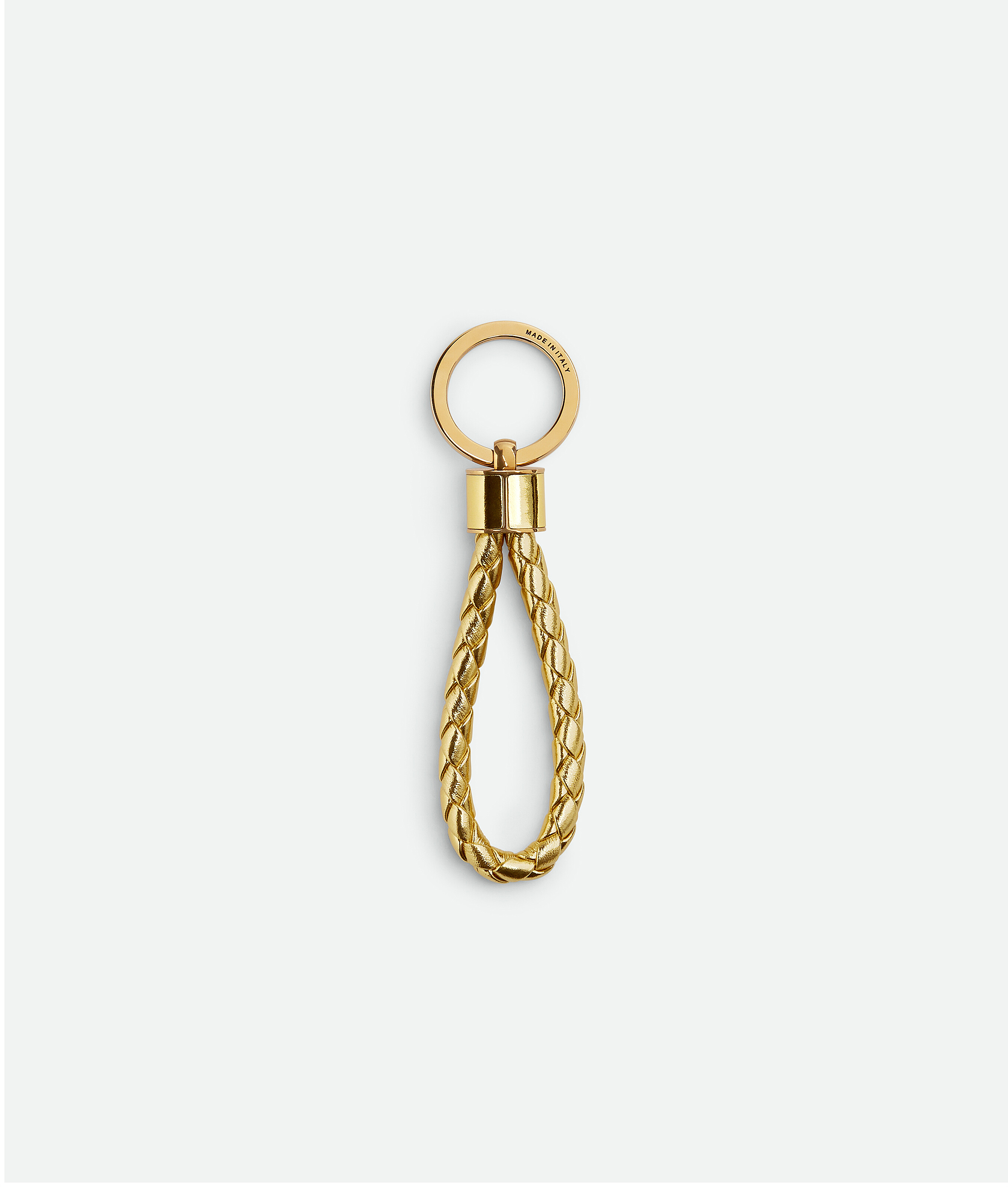 Shop Bottega Veneta Intreccio Key Ring In Gold