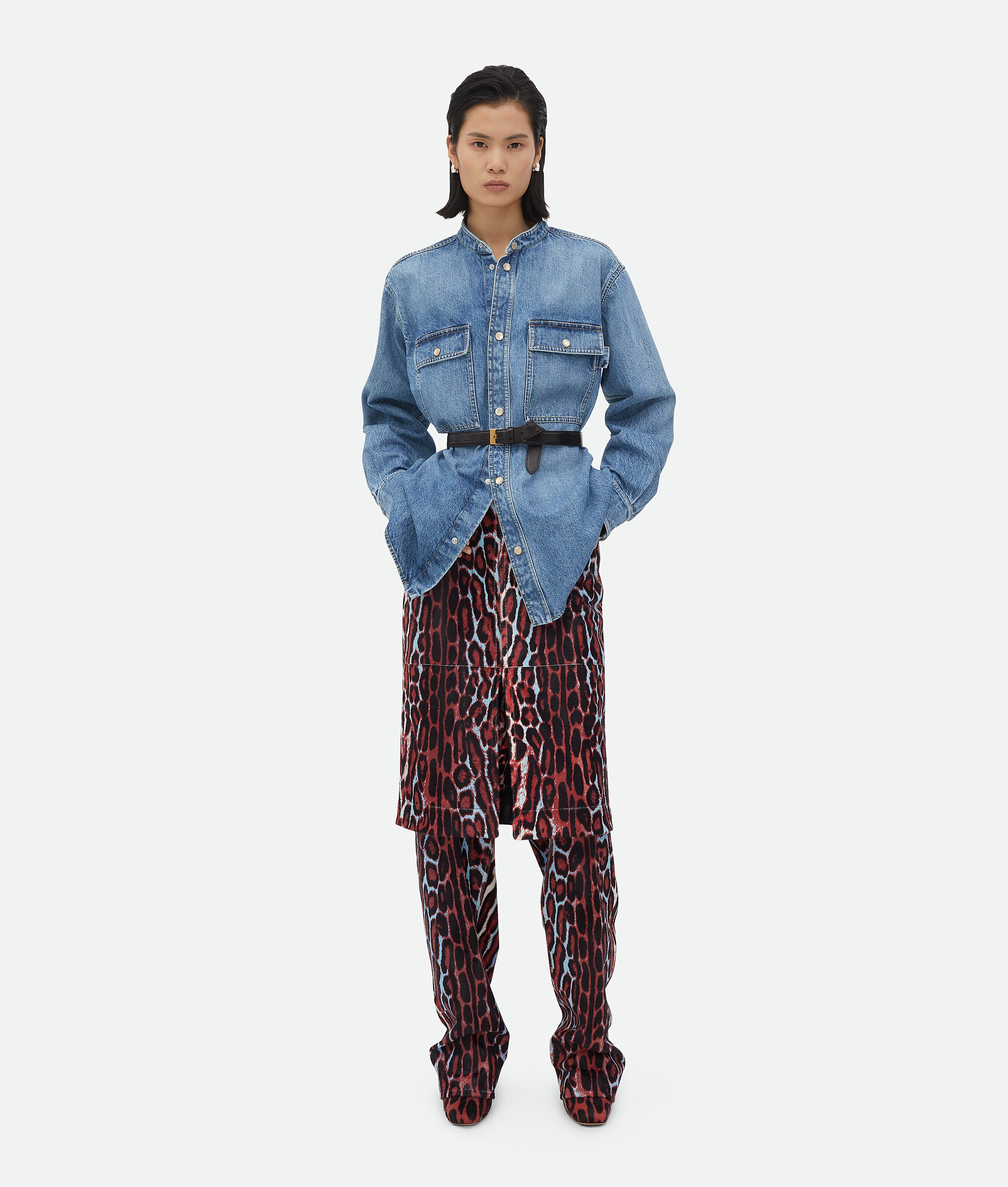 BOTTEGA VENETA LEOPARD PRINT SHEARLING TROUSERS