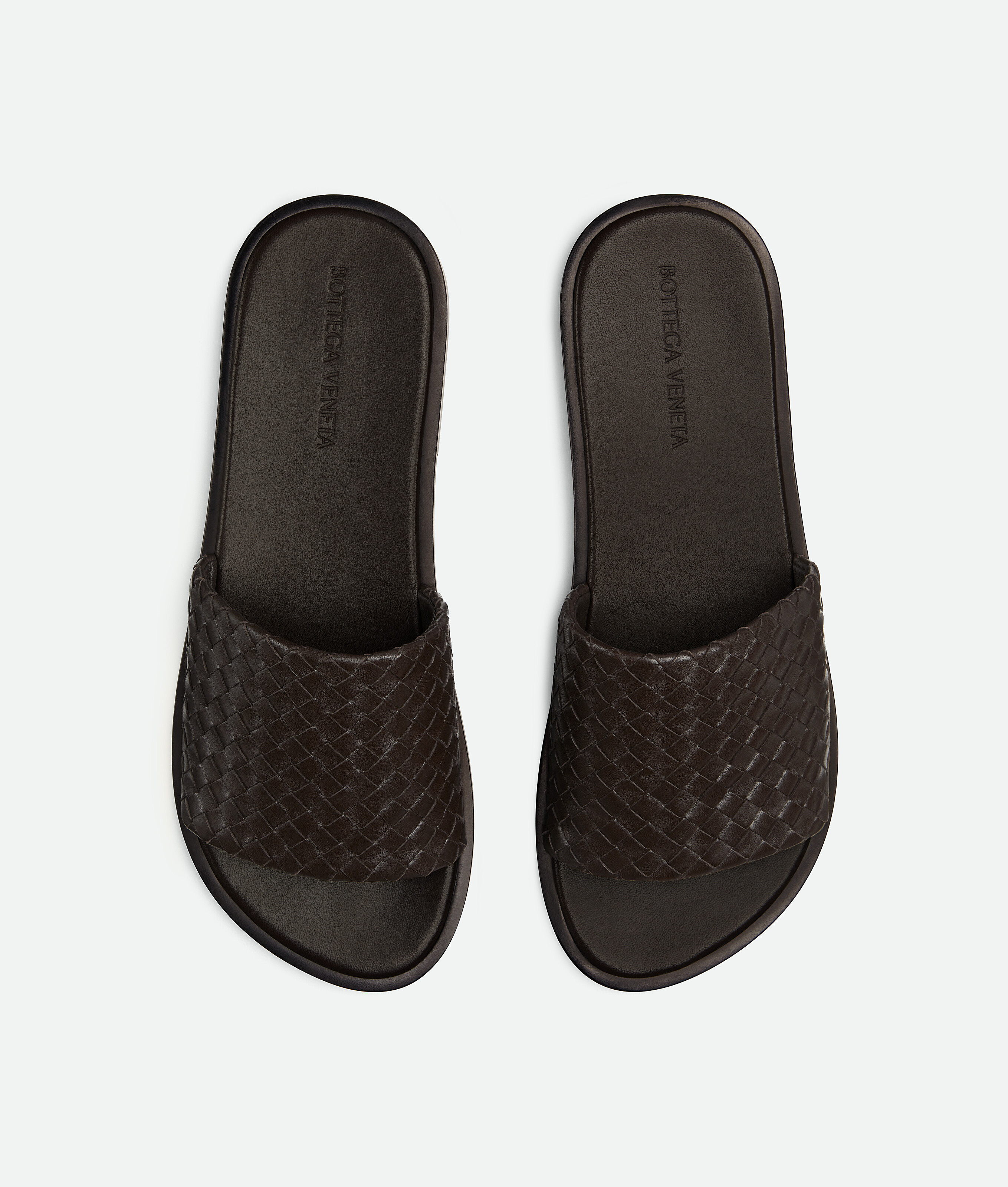 Bottega Veneta Chocolate Nappa Leather Slippers In Black