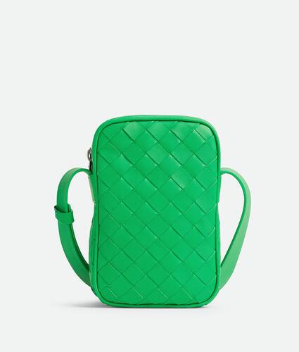 Green Intrecciato-leather cross-body bag