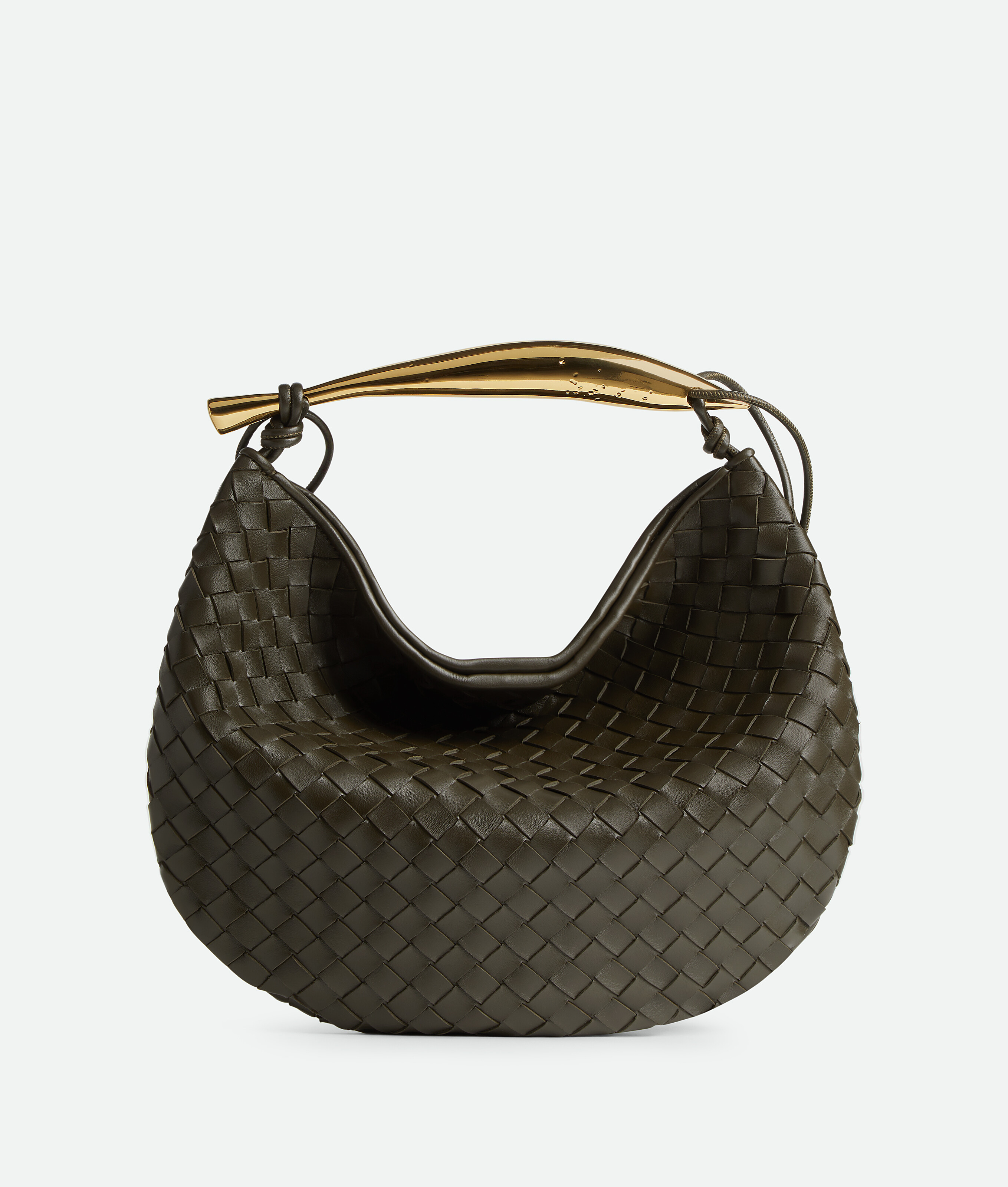 Bottega Veneta Medium Sardine Leather Top Handle Bag In Kaki