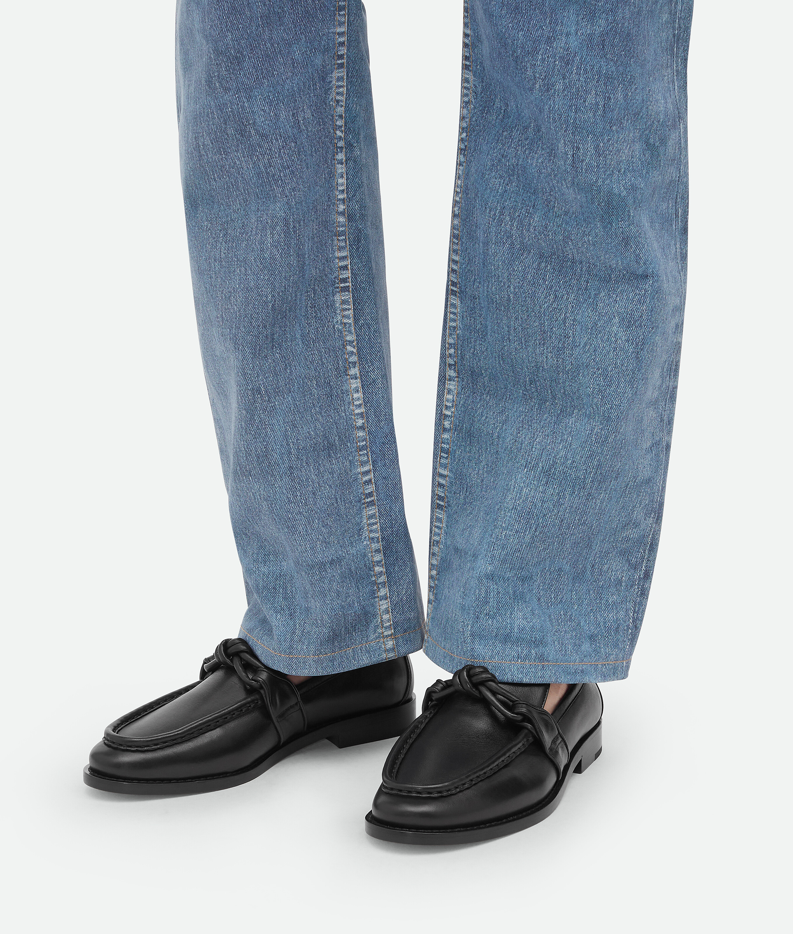 Bottega Veneta Astaire Metal Knot Leather Loafers In Black