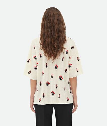 Linen Jacquard Flowers T-Shirt