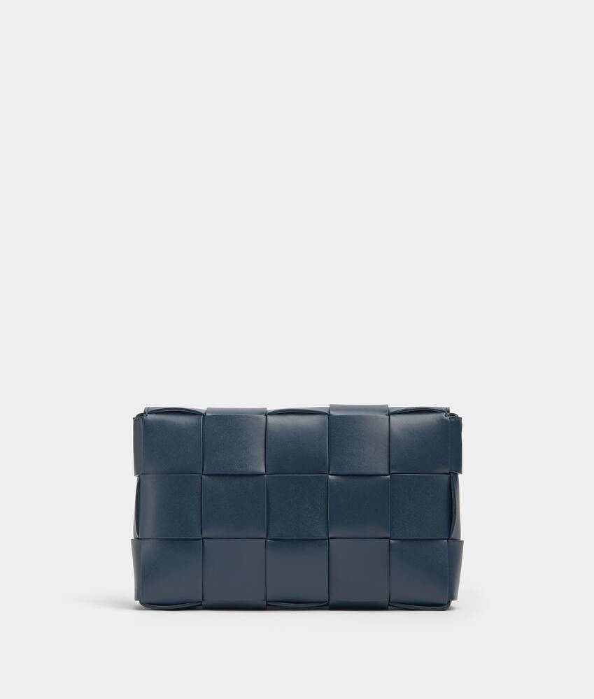 BOTTEGA VENETA The Pouch Leather Clutch in Deep Blue