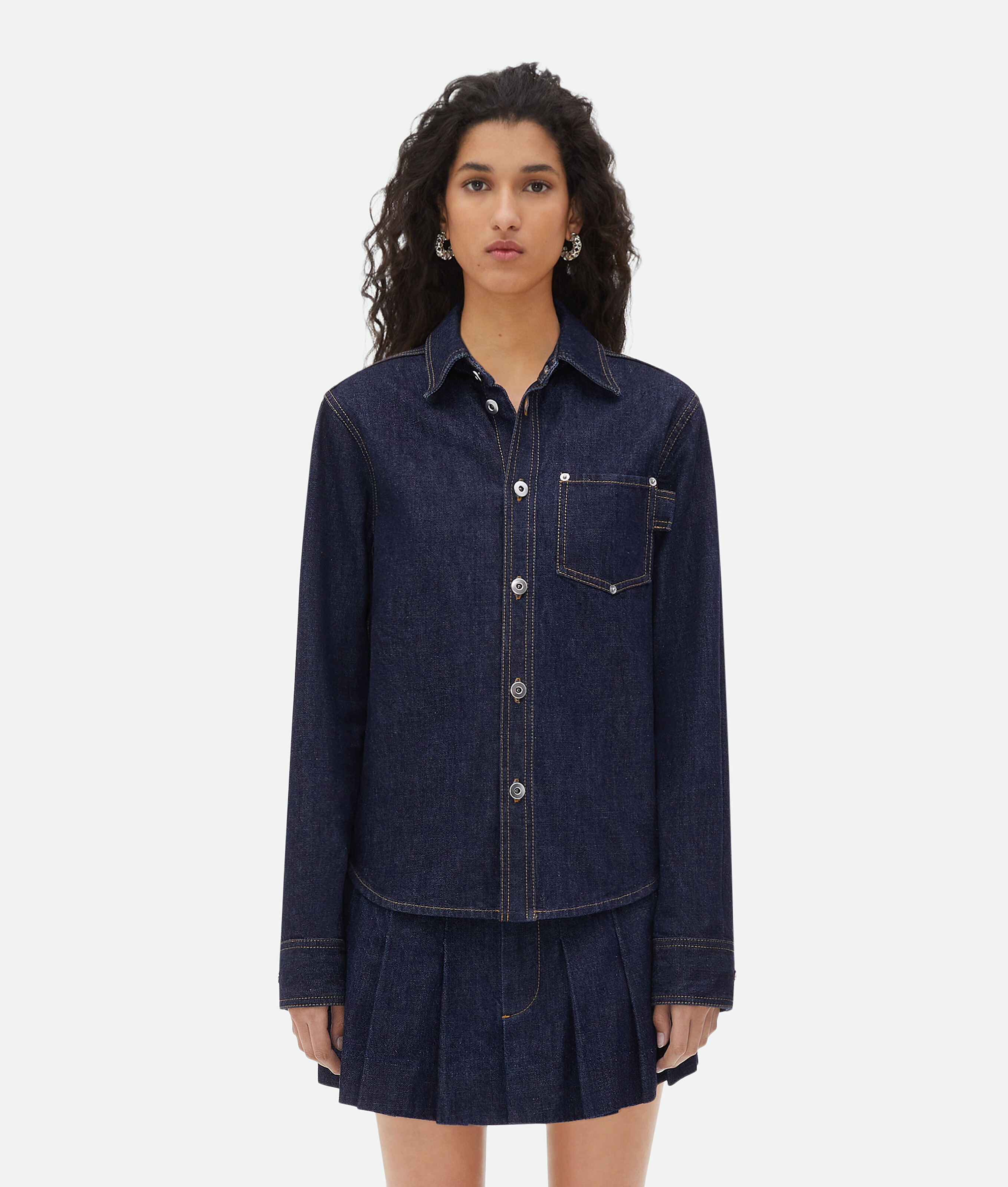 Bottega Veneta Denim Shirt In Blue