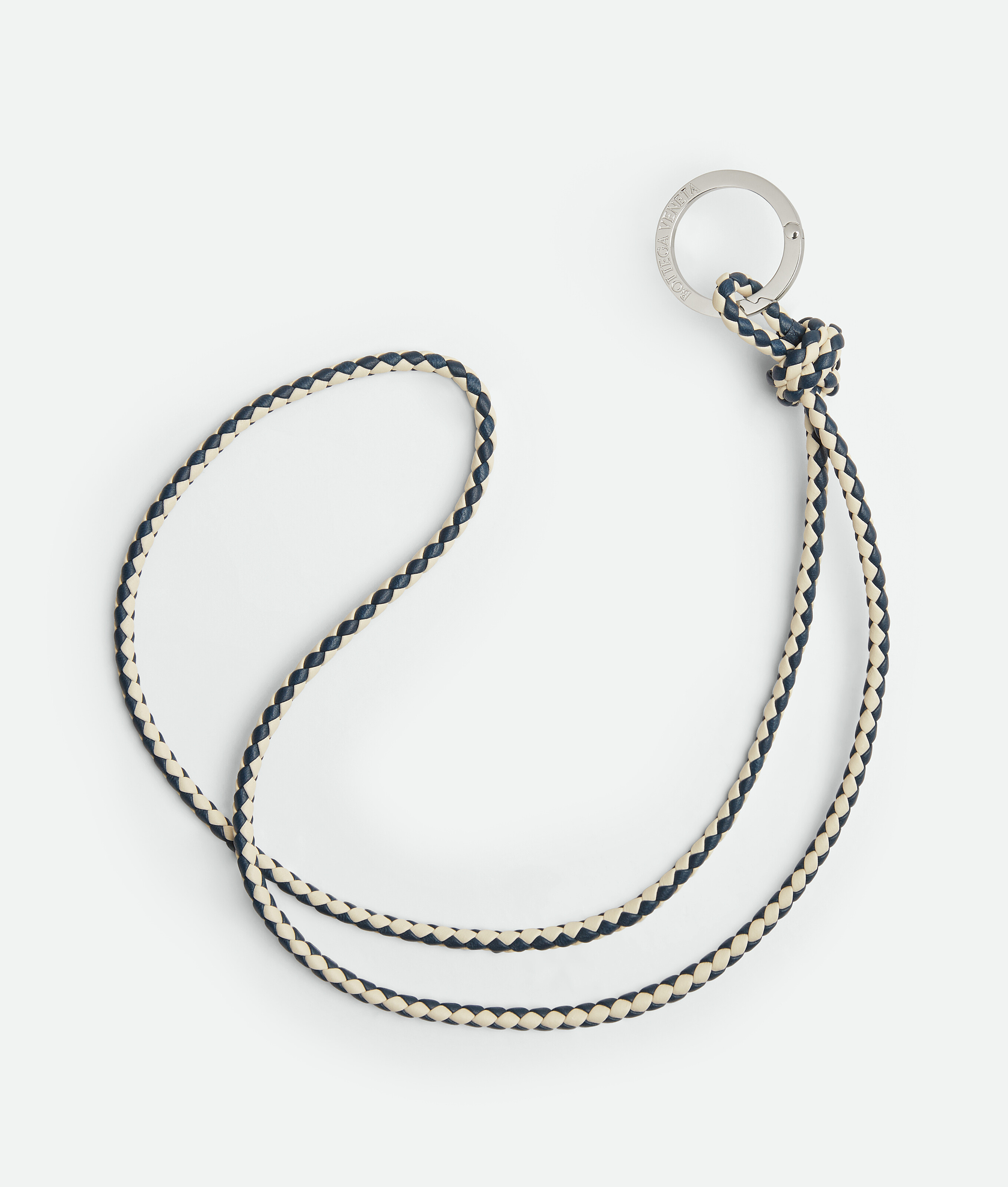 Shop Bottega Veneta Intreccio Long Key Ring In Deep Blue/sea Salt