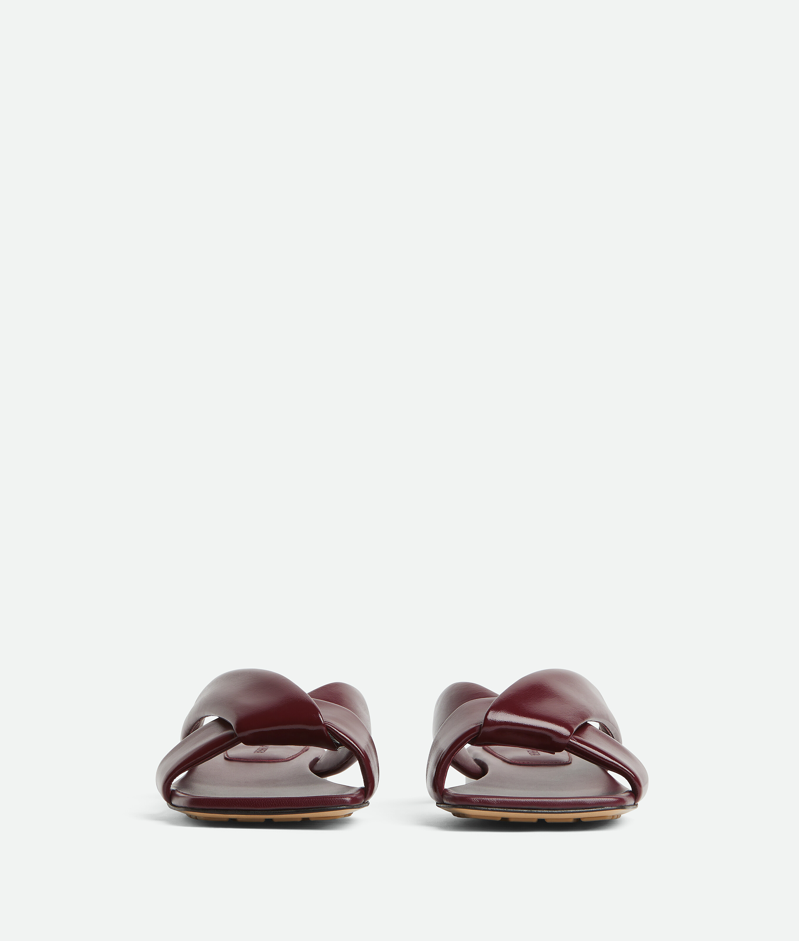 Bottega Veneta Burgundy Shiny Calf Leather Riva Flat Mules In Barolo