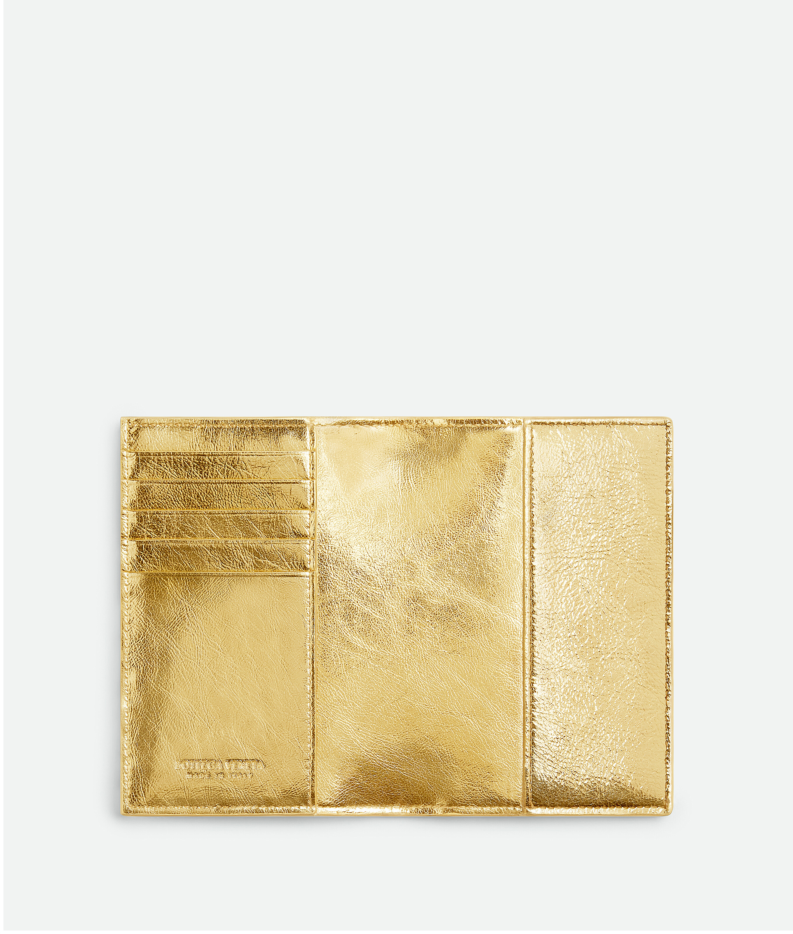 Shop Bottega Veneta Intrecciato Passport Case In Gold